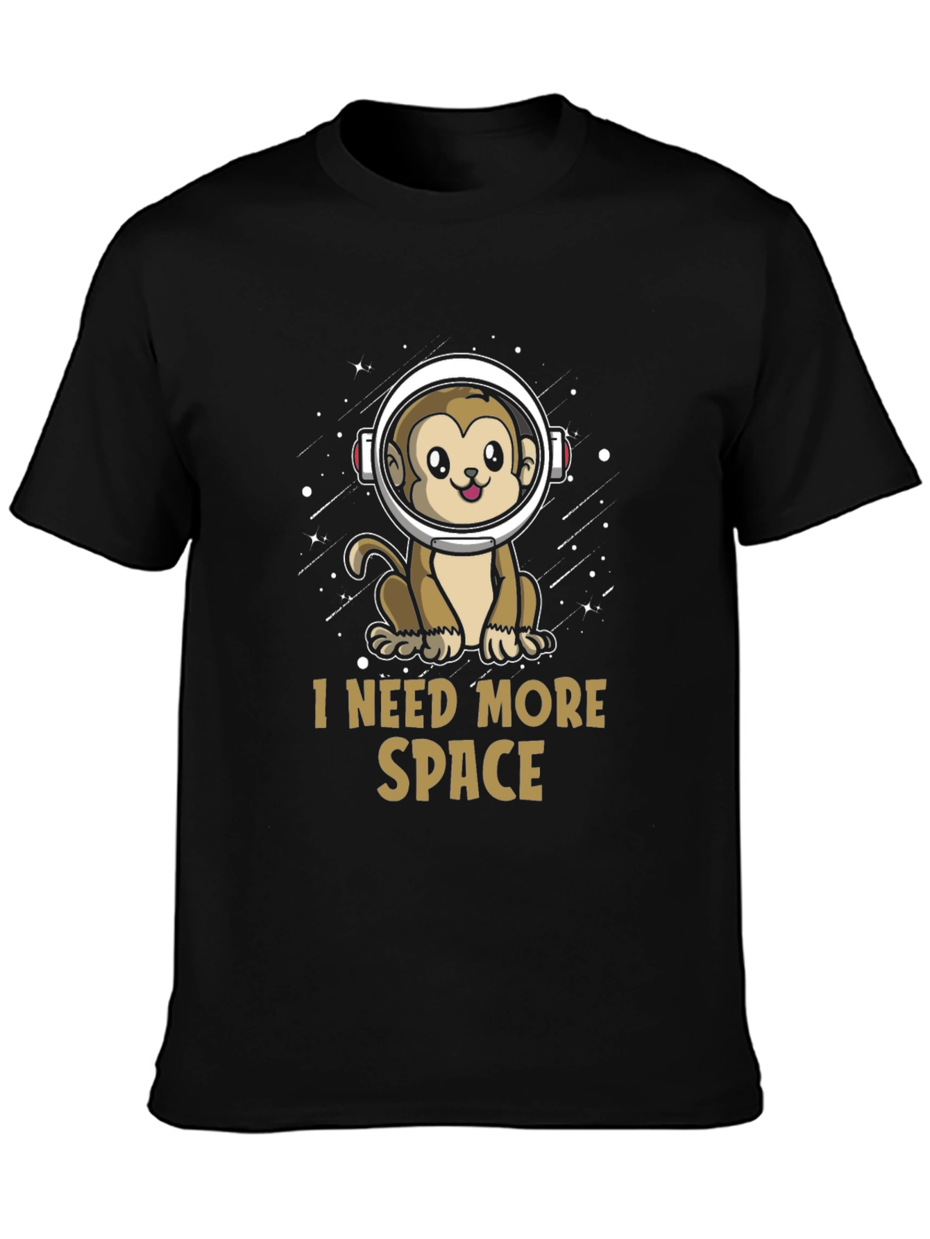 I Need More Space Monkey Astronaut Black T-Shirt