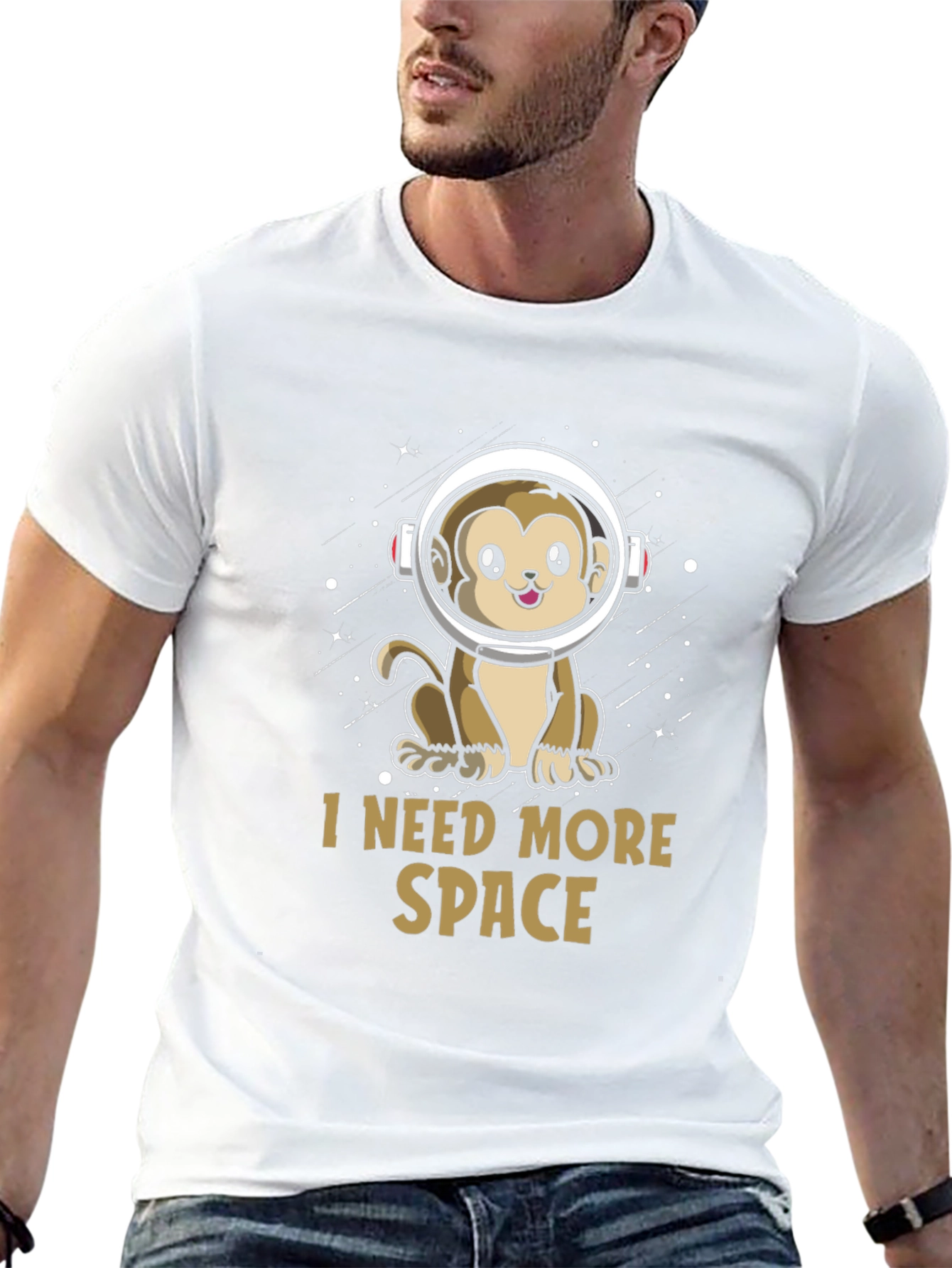 I Need More Space Monkey Astronaut Black T-Shirt