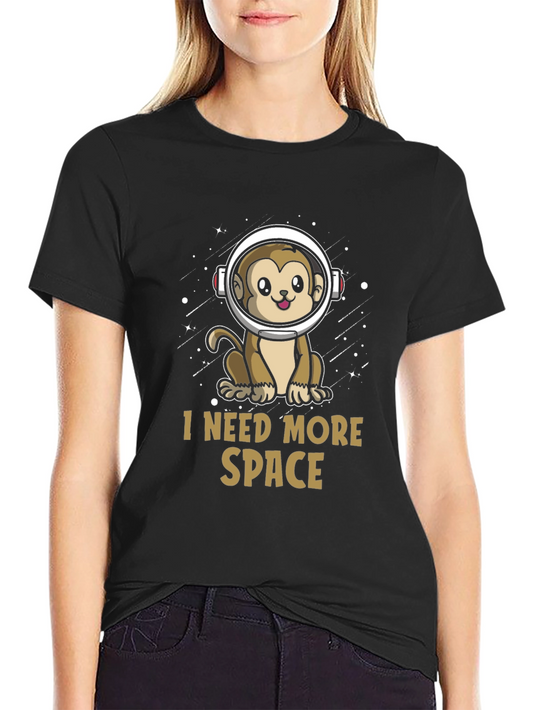 I Need More Space Monkey Astronaut Black T-Shirt