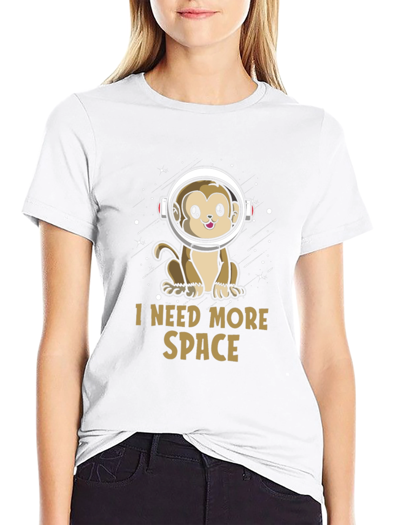 I Need More Space Monkey Astronaut Black T-Shirt