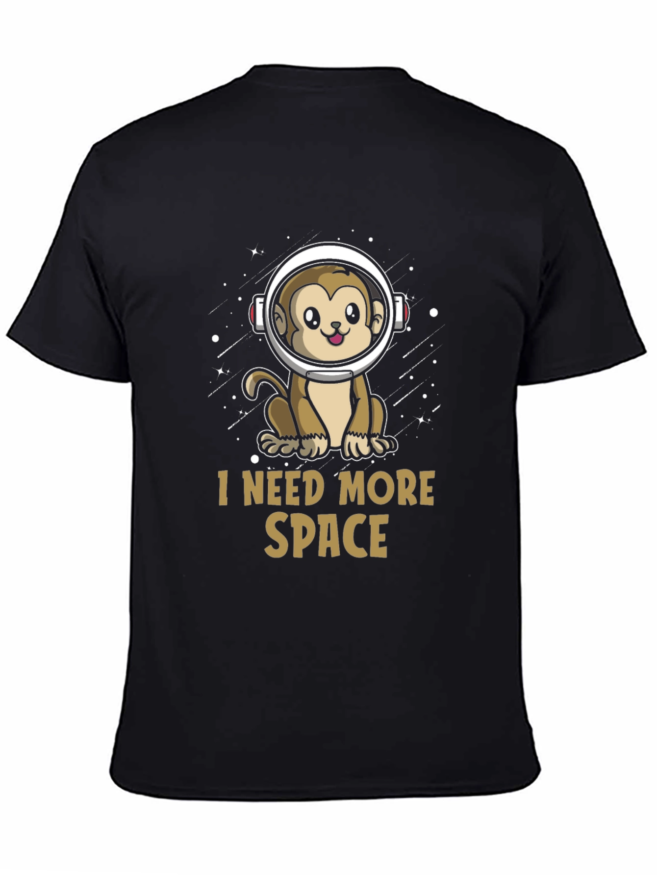 I Need More Space Monkey Astronaut Black T-Shirt