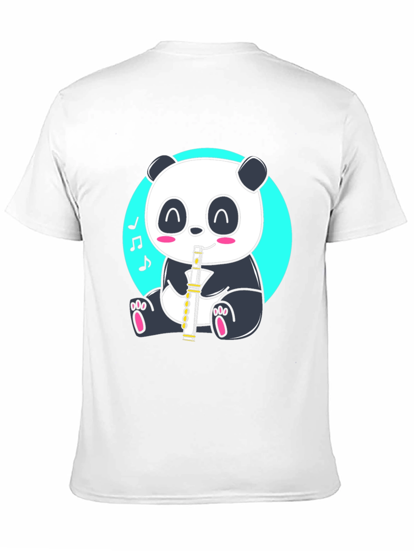 Panda Playing Flute Graphic Tee - Black