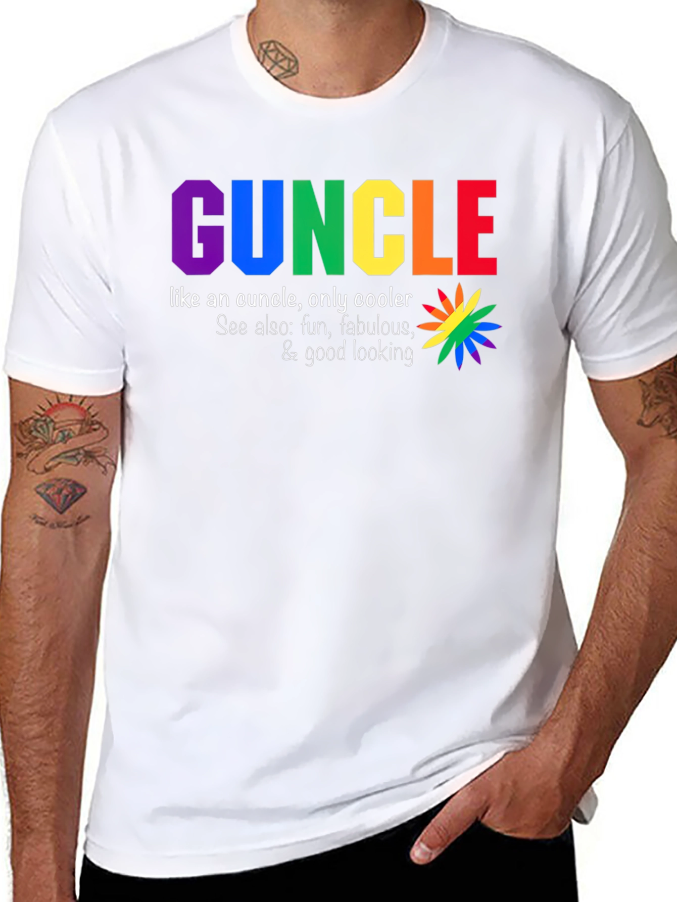 Funcle T-Shirt - Rainbow Text Design