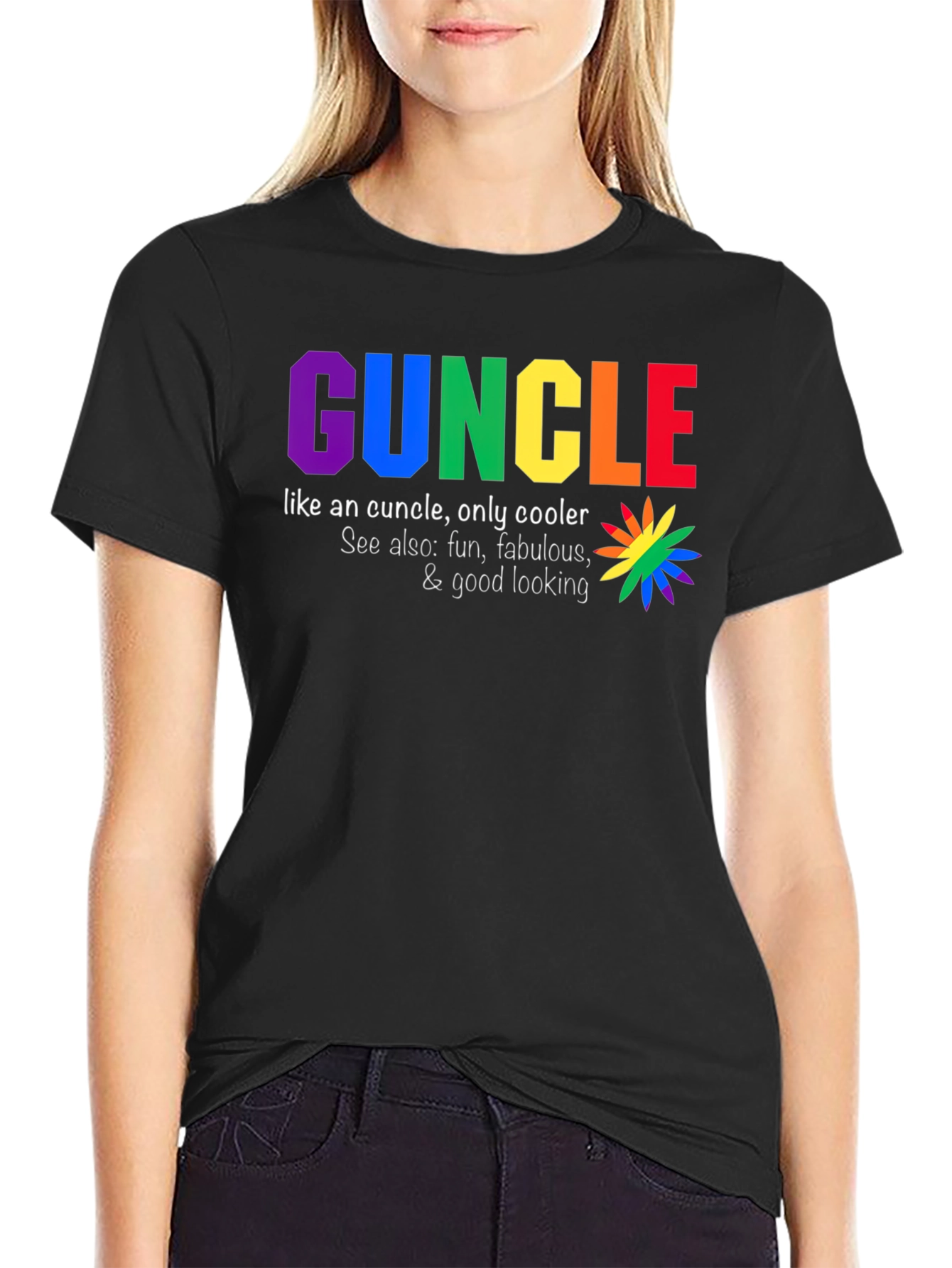 Funcle T-Shirt - Rainbow Text Design