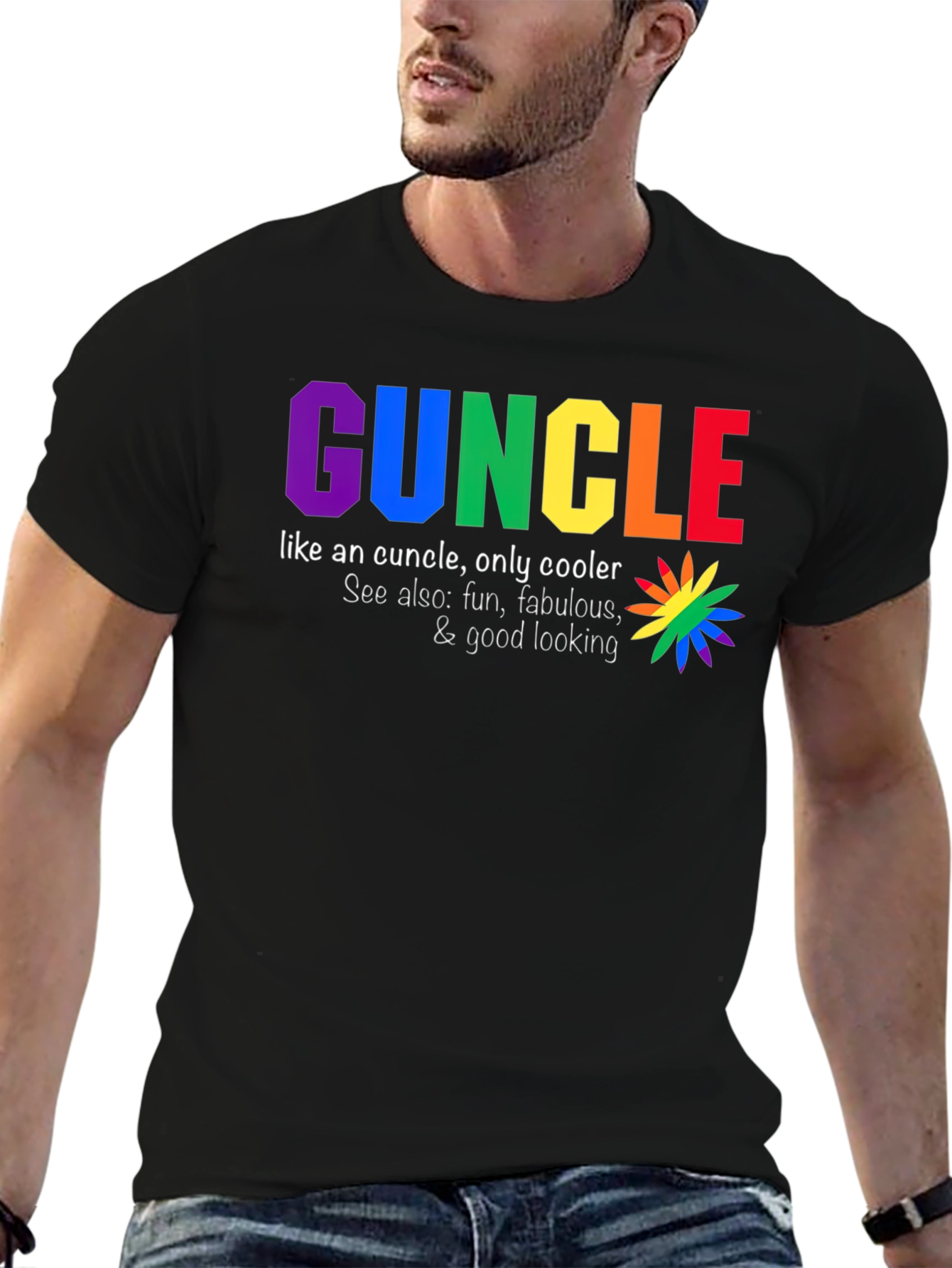Funcle T-Shirt - Rainbow Text Design