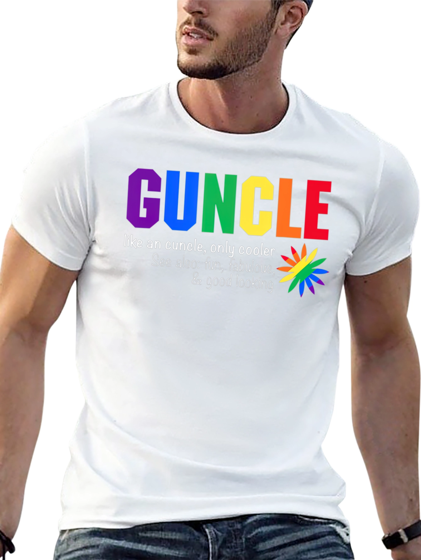 Funcle T-Shirt - Rainbow Text Design
