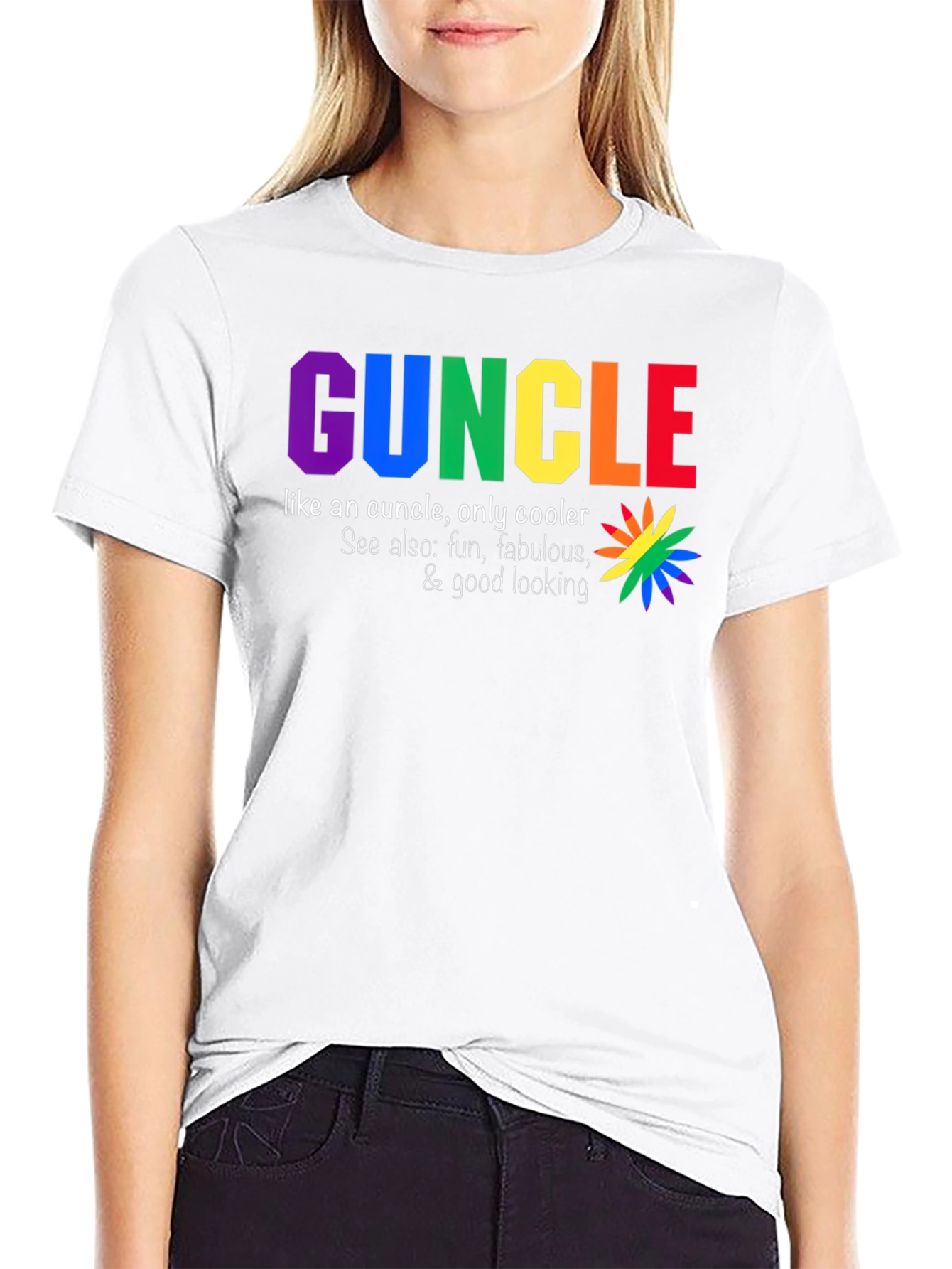 Funcle T-Shirt - Rainbow Text Design