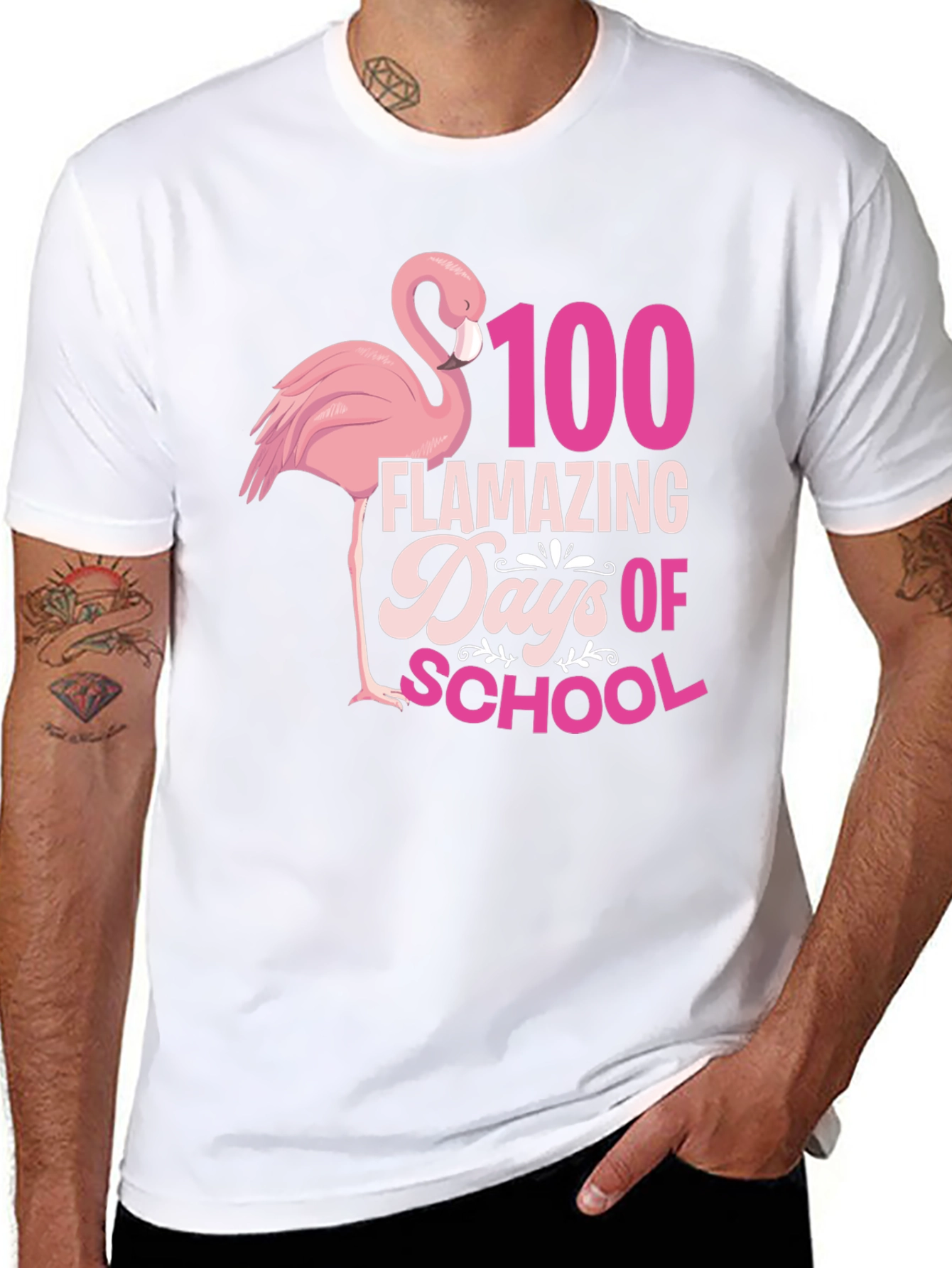 100 Days of School Flamingo Tee