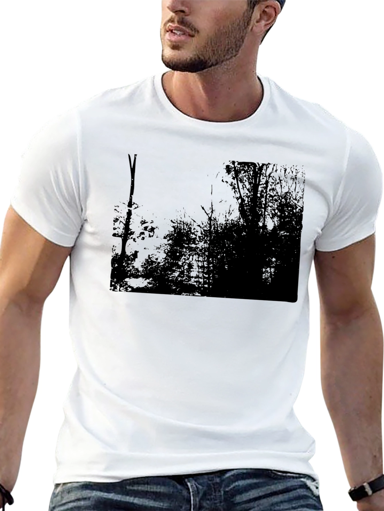 Dark Forest Graphic Tee - Black Cotton Blend