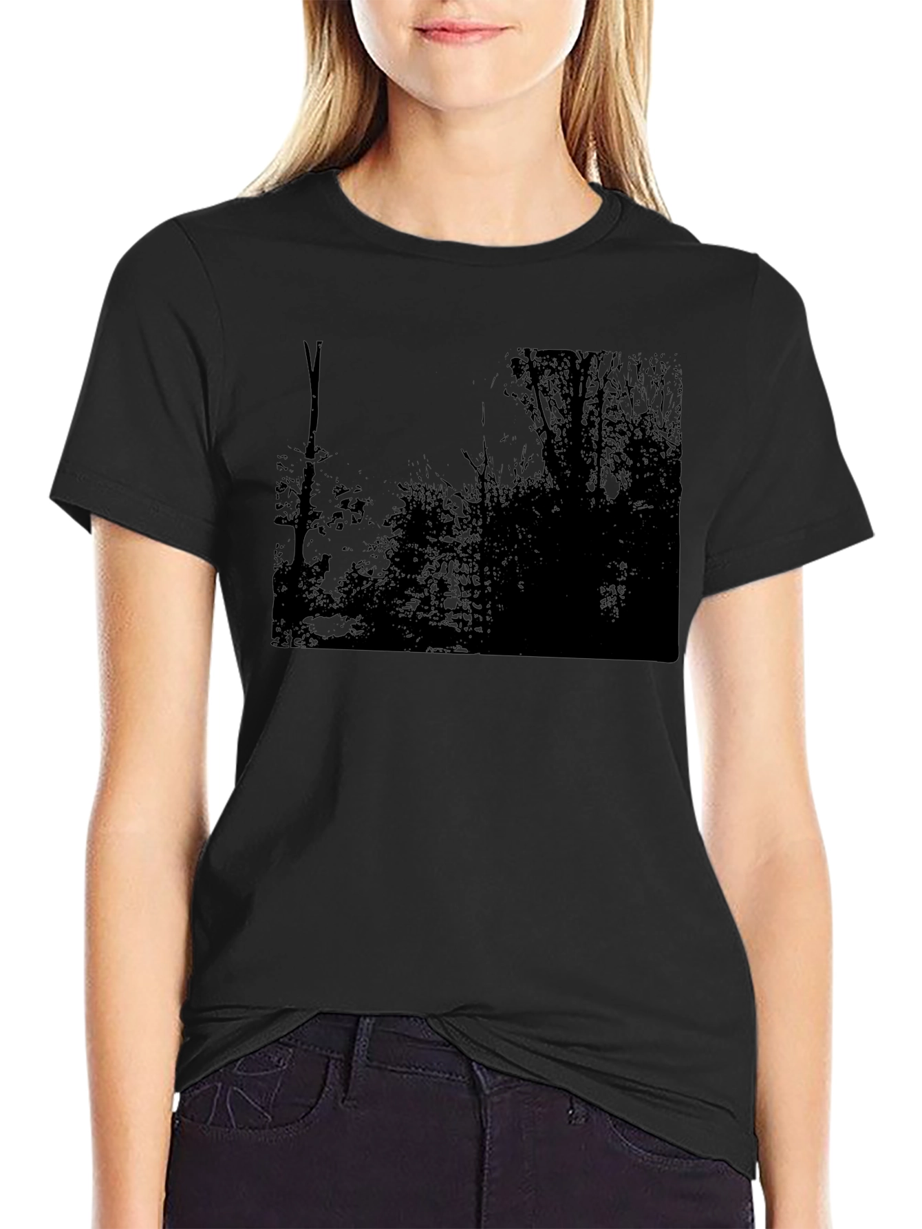 Dark Forest Graphic Tee - Black Cotton Blend