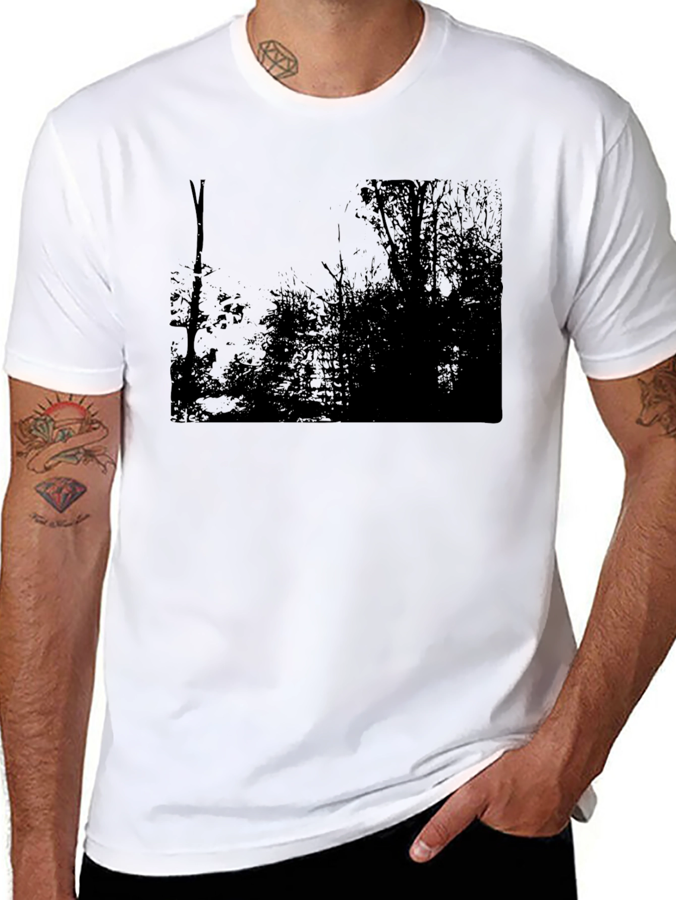 Dark Forest Graphic Tee - Black Cotton Blend