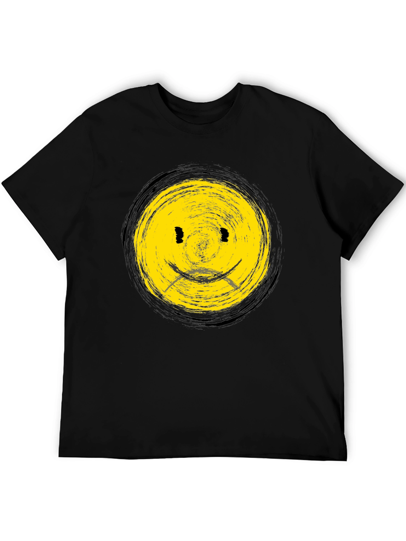 Smiley Face Black T-Shirt - Casual Graphic Tee
