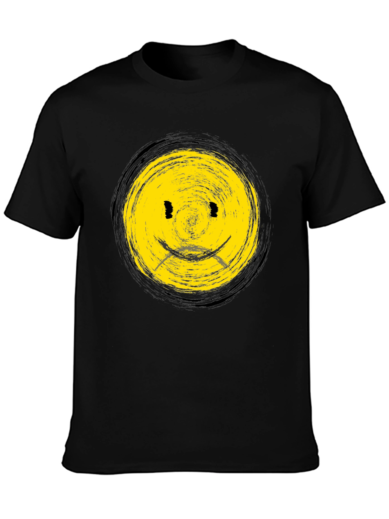 Smiley Face Black T-Shirt - Casual Graphic Tee