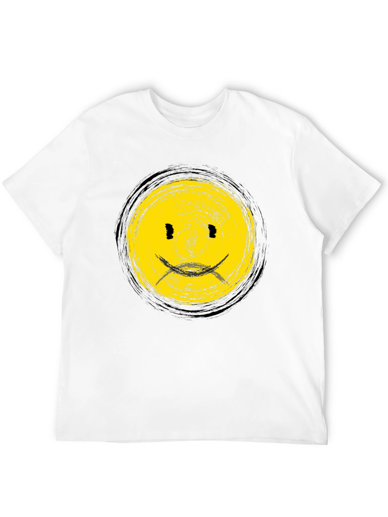 Smiley Face Black T-Shirt - Casual Graphic Tee
