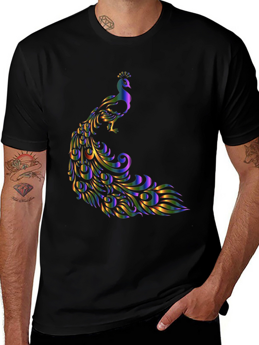 Peacock Graphic T-Shirt - Colorful Bird Design