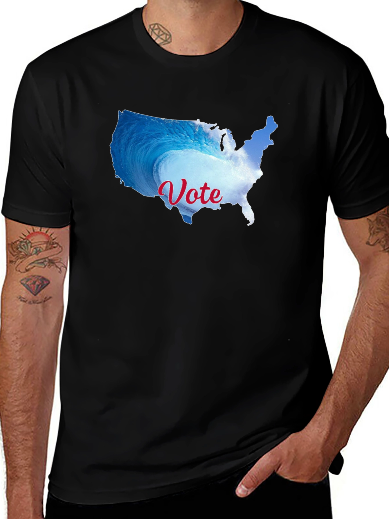 Vote USA Patriotic Graphic Tee - Black Cotton