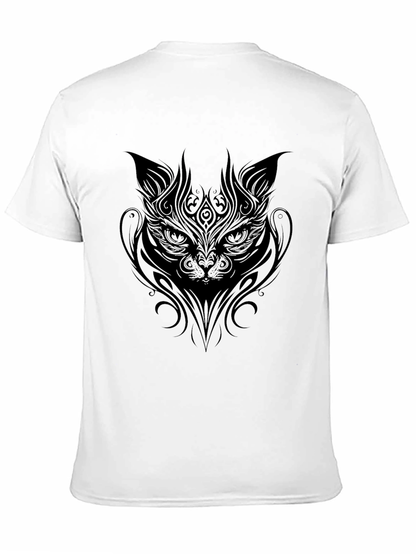 Tribal Cat Graphic Black T-Shirt