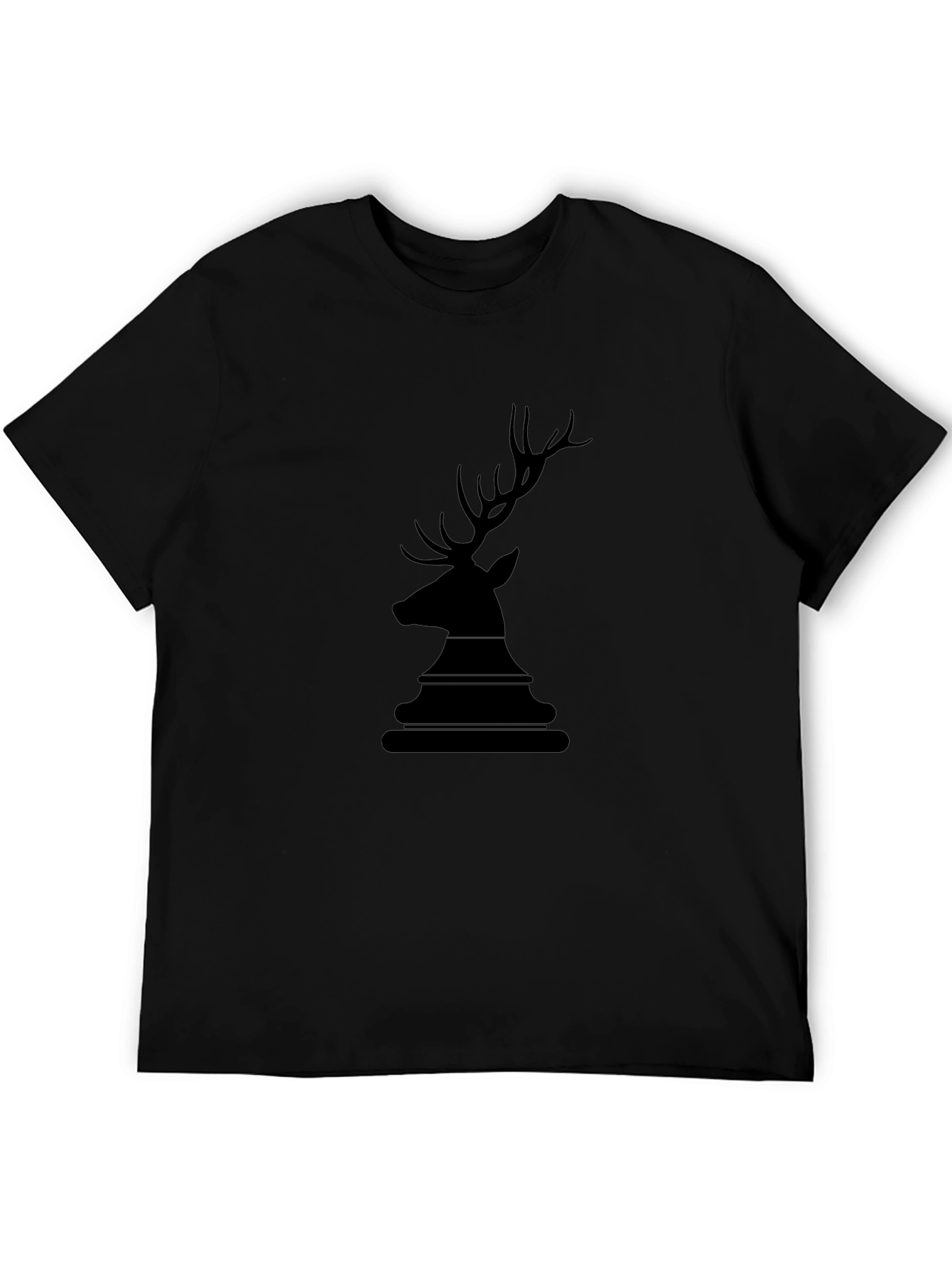 Mens Black Deer Head Graphic Tee