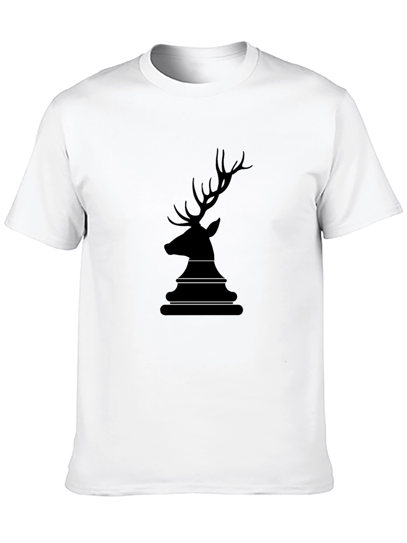 Mens Black Deer Head Graphic Tee