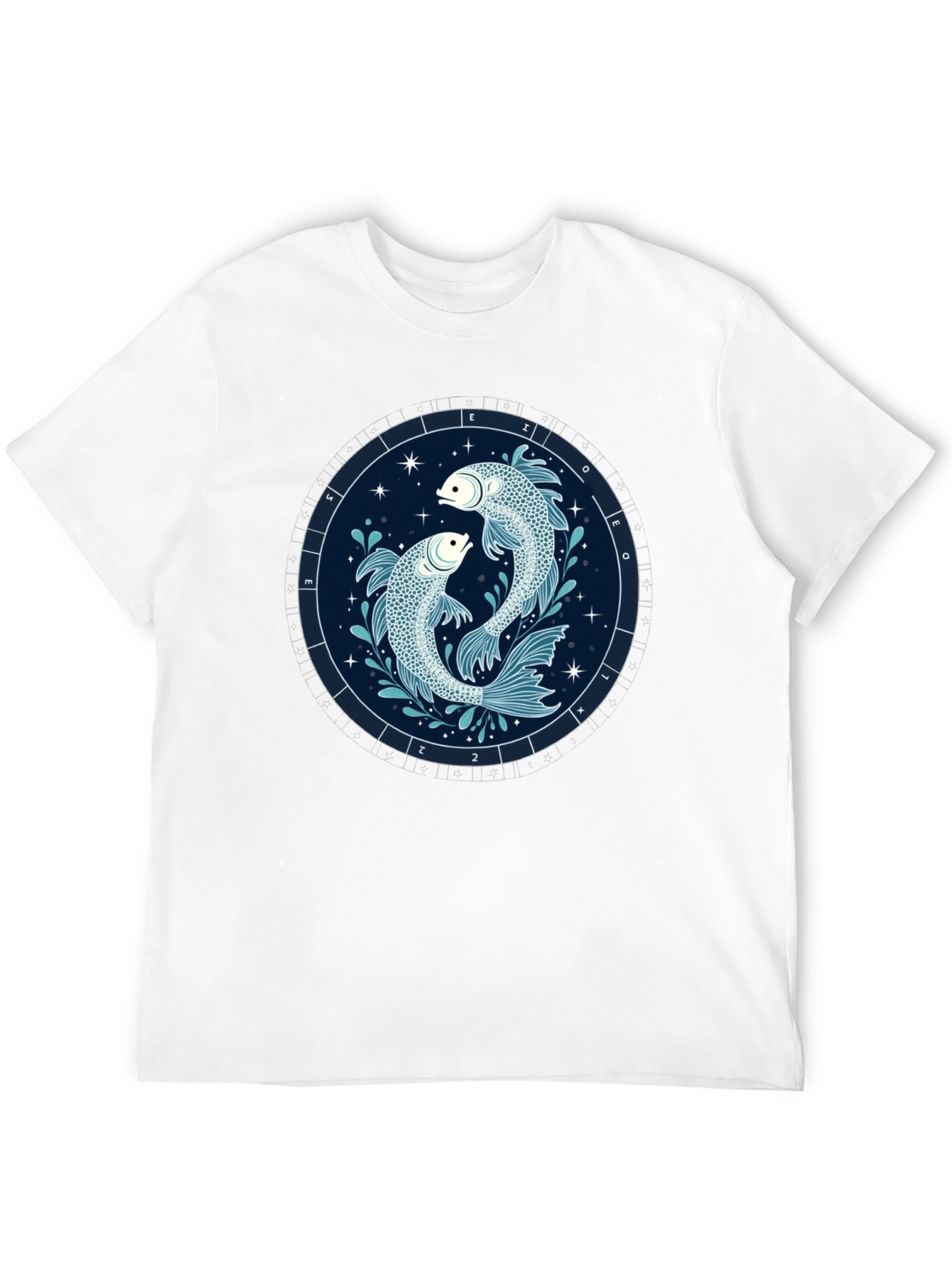 Pisces Zodiac Graphic Tee - Black
