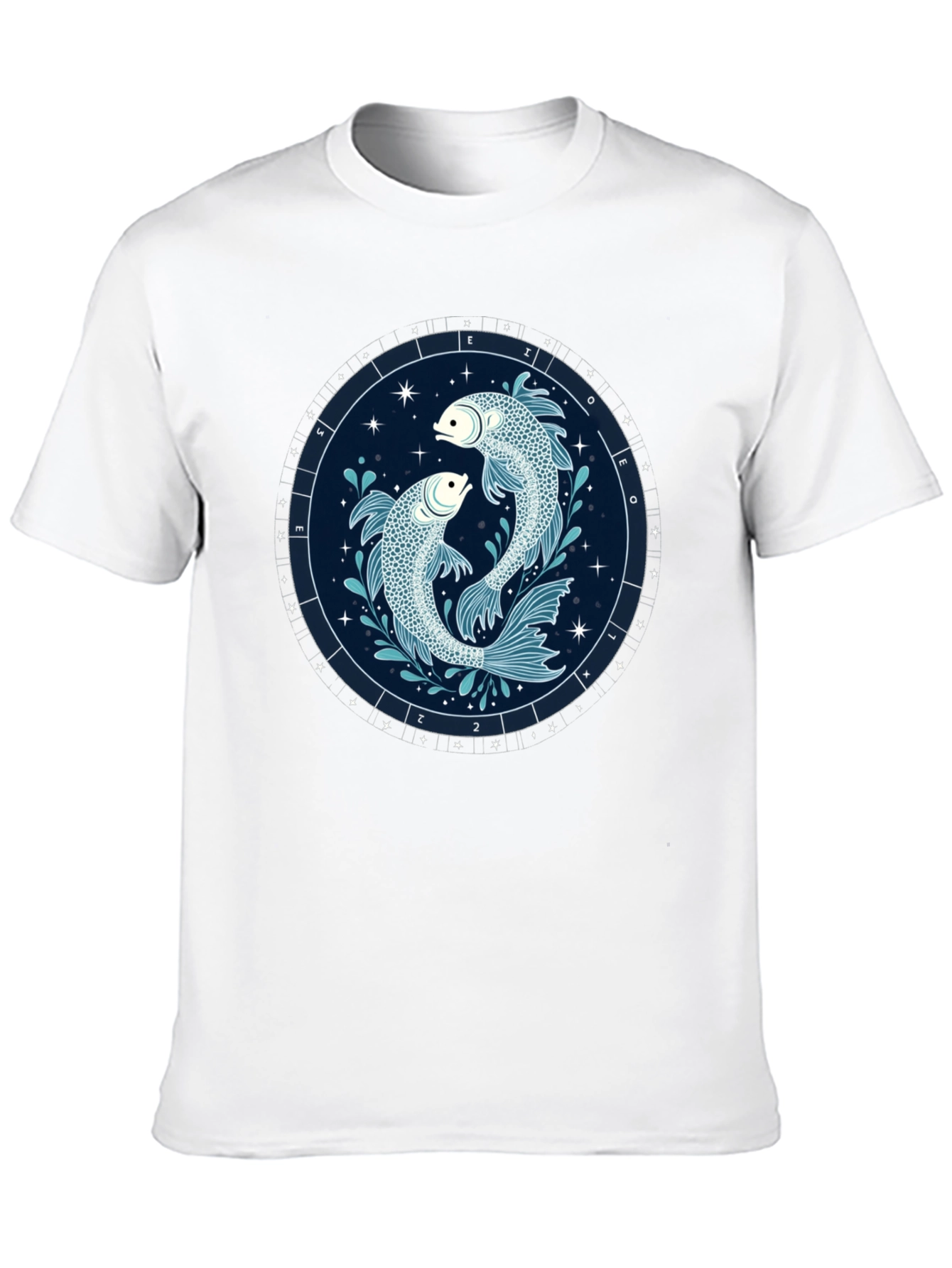 Pisces Zodiac Graphic Tee - Black