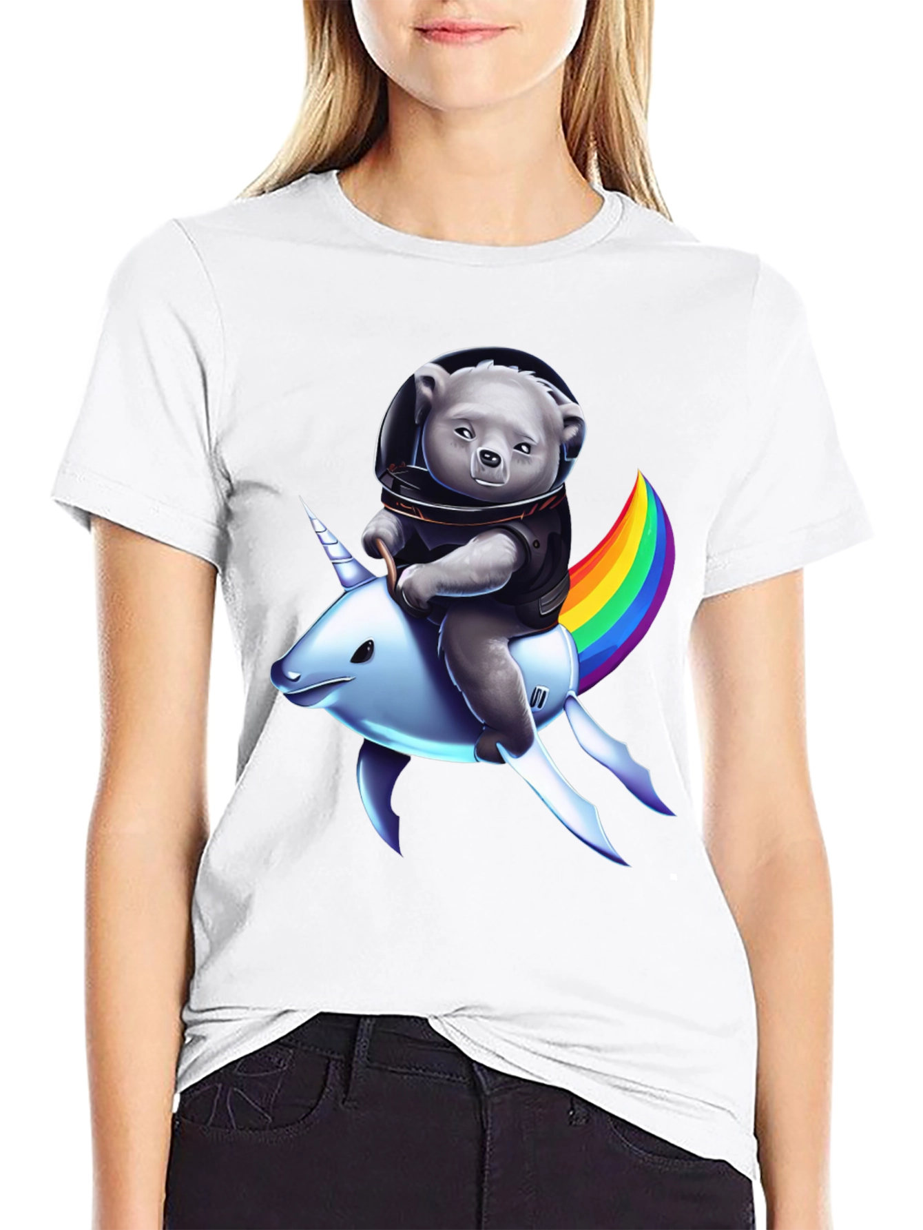 Astronaut Bear Riding Unicorn T-Shirt