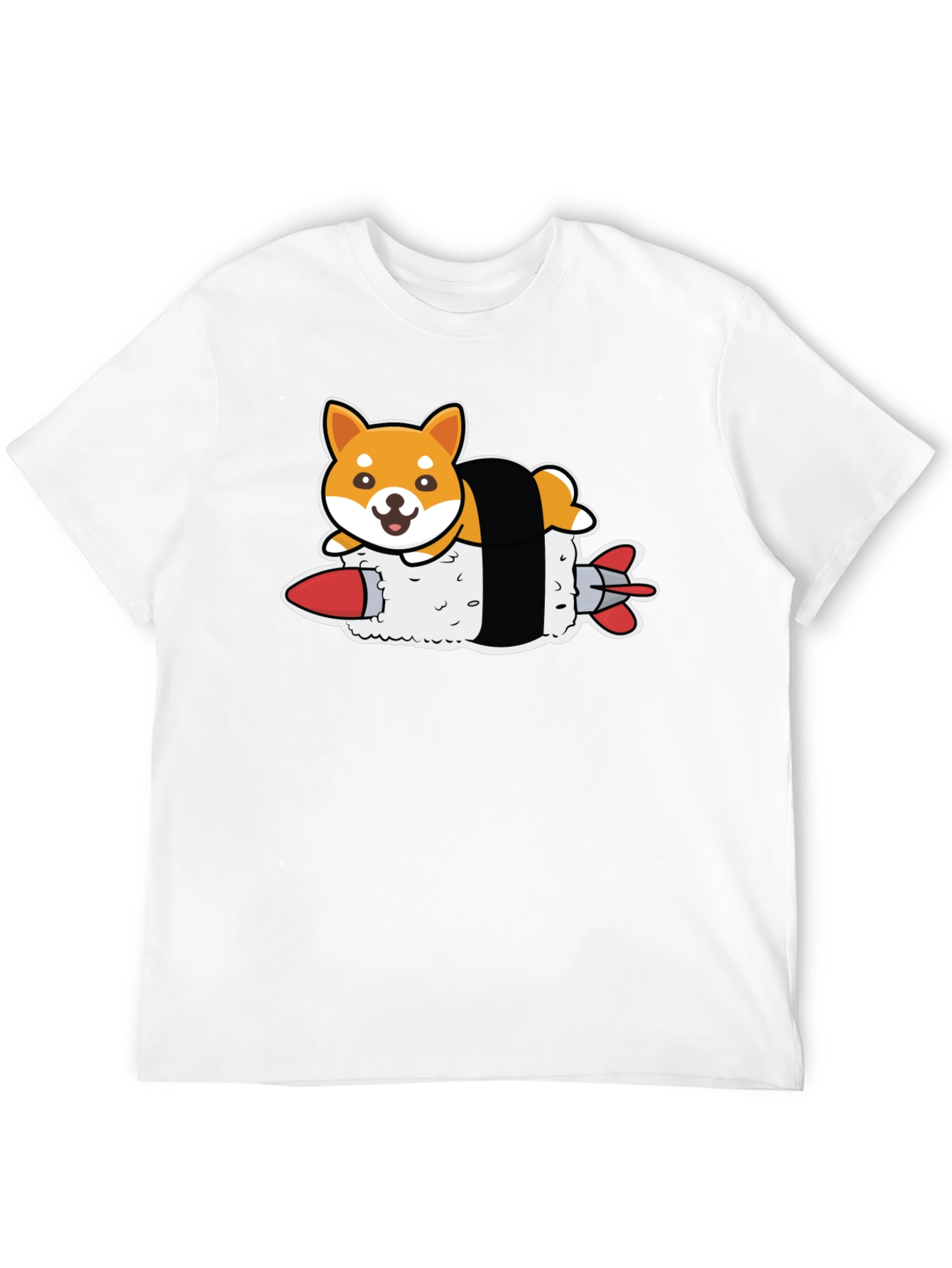 Shiba Inu Sushi Rocket Black T-Shirt