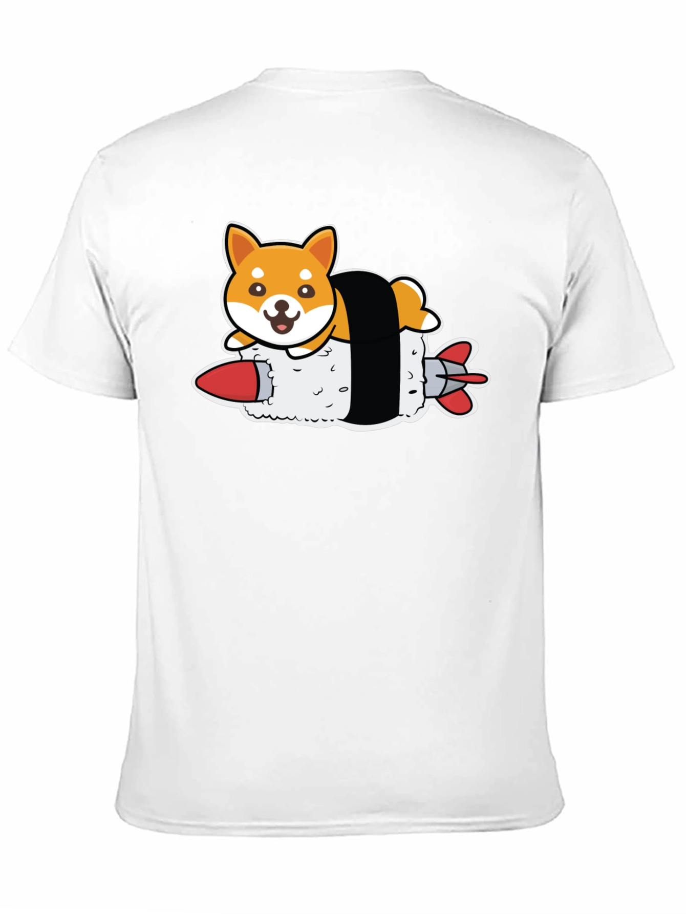 Shiba Inu Sushi Rocket Black T-Shirt