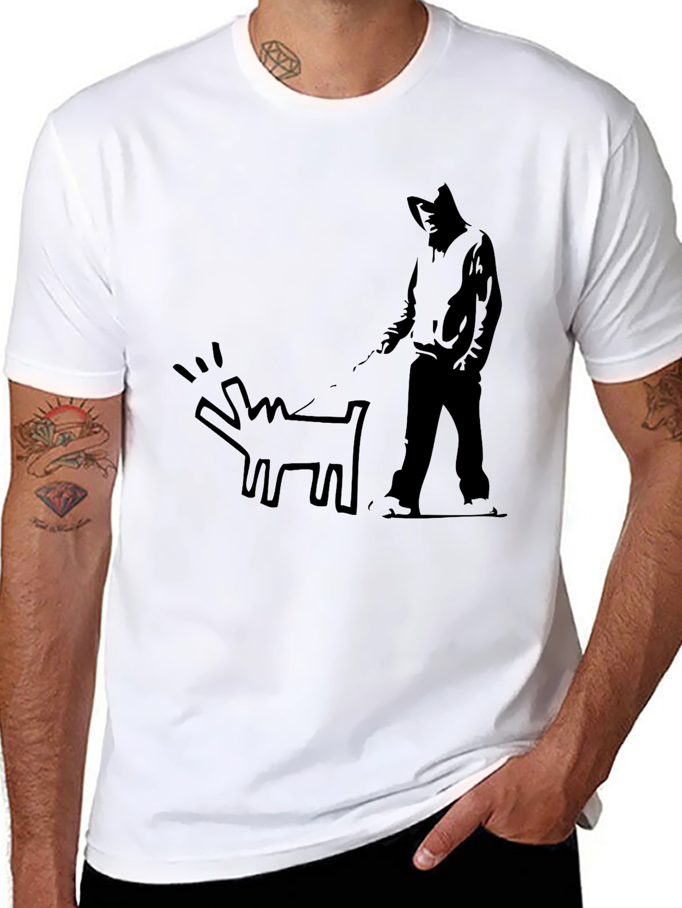 Banksy Graffiti Dog T-Shirt - Black
