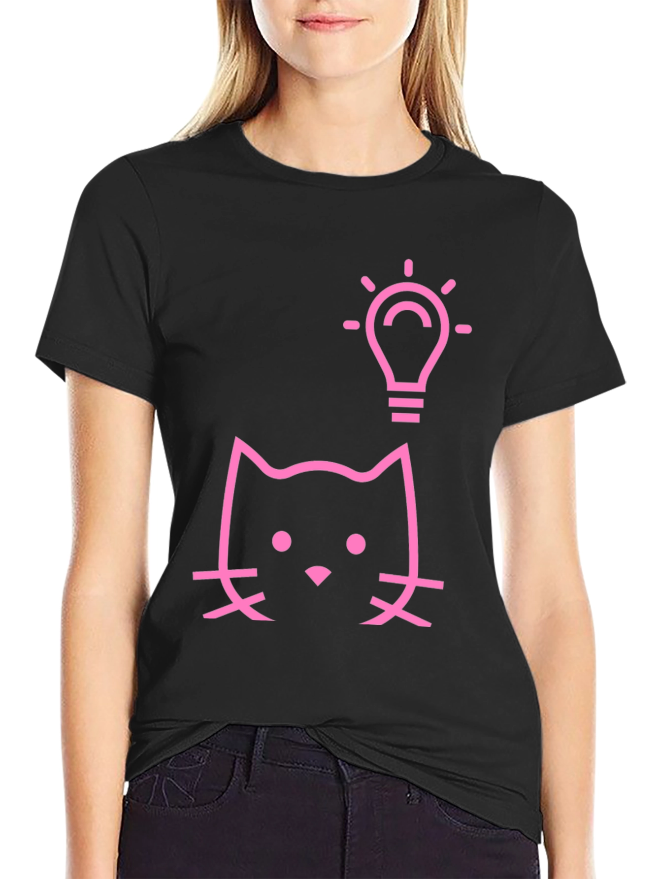 Cat Idea T-Shirt - Black Cotton Tee
