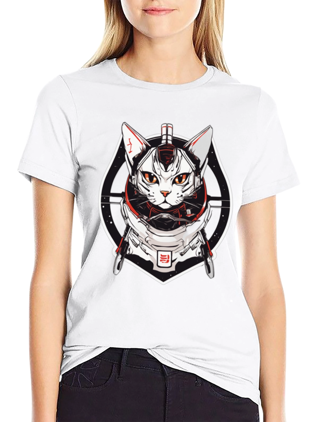 Sci-Fi Cat Astronaut Black T-Shirt