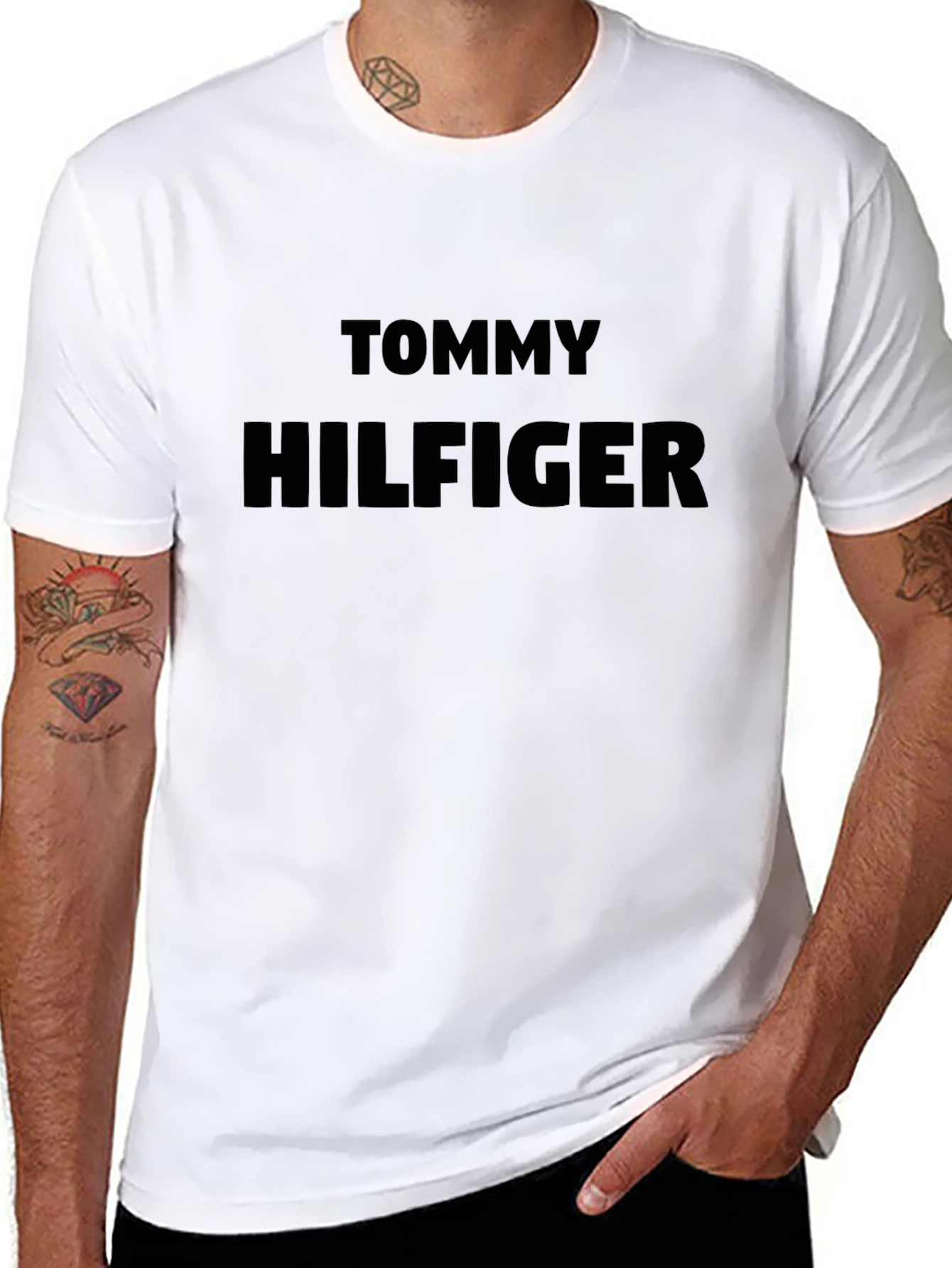 Tommy Hilfiger Mens Black Crewneck T-Shirt