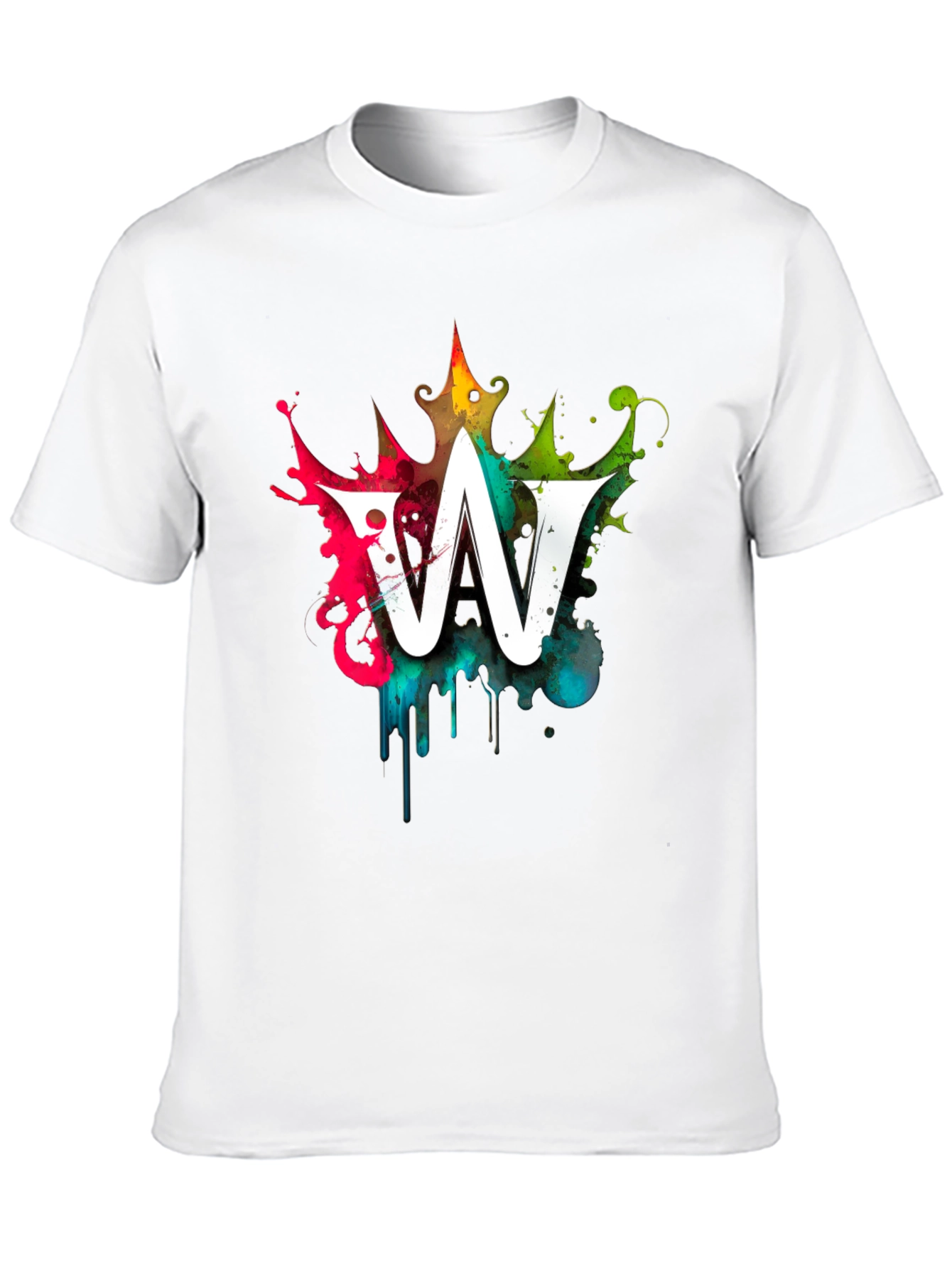 Graffiti Letter W Mens Black Graphic T-Shirt