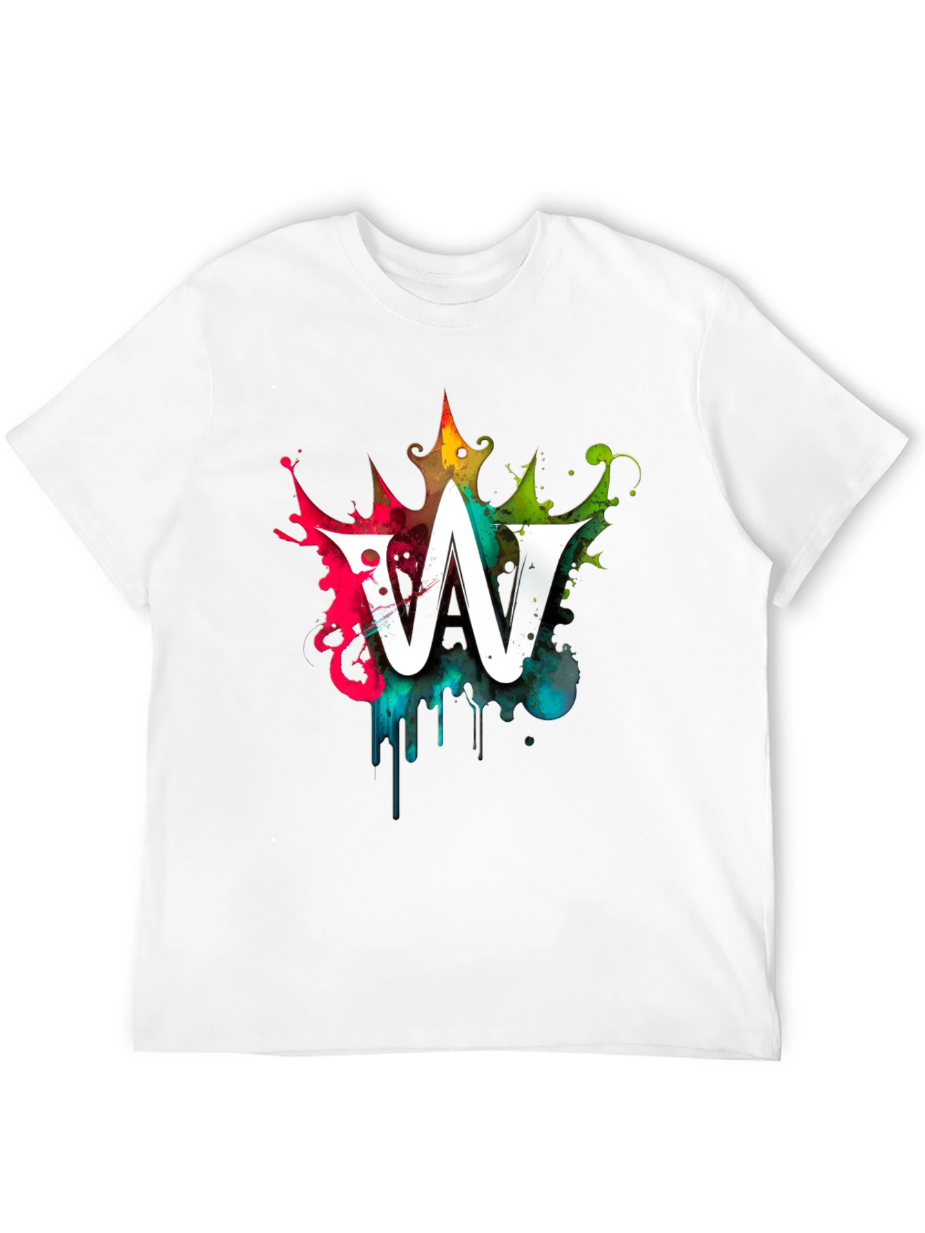 Graffiti Letter W Mens Black Graphic T-Shirt