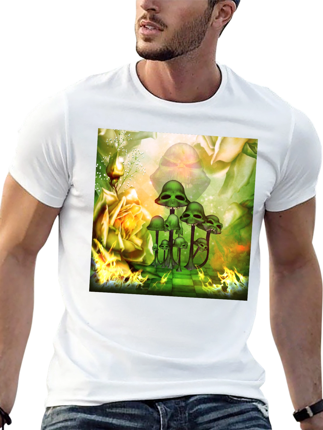 Mushroom Skull Graphic Tee - Unique Design