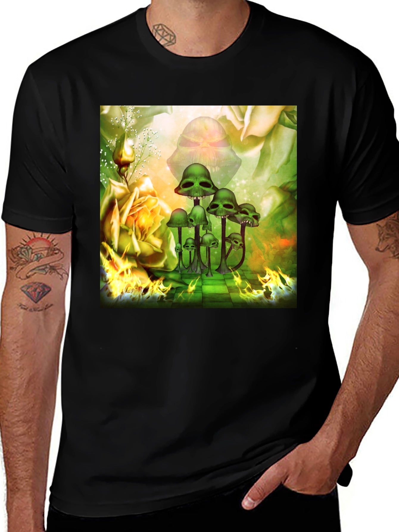 Mushroom Skull Graphic Tee - Unique Design