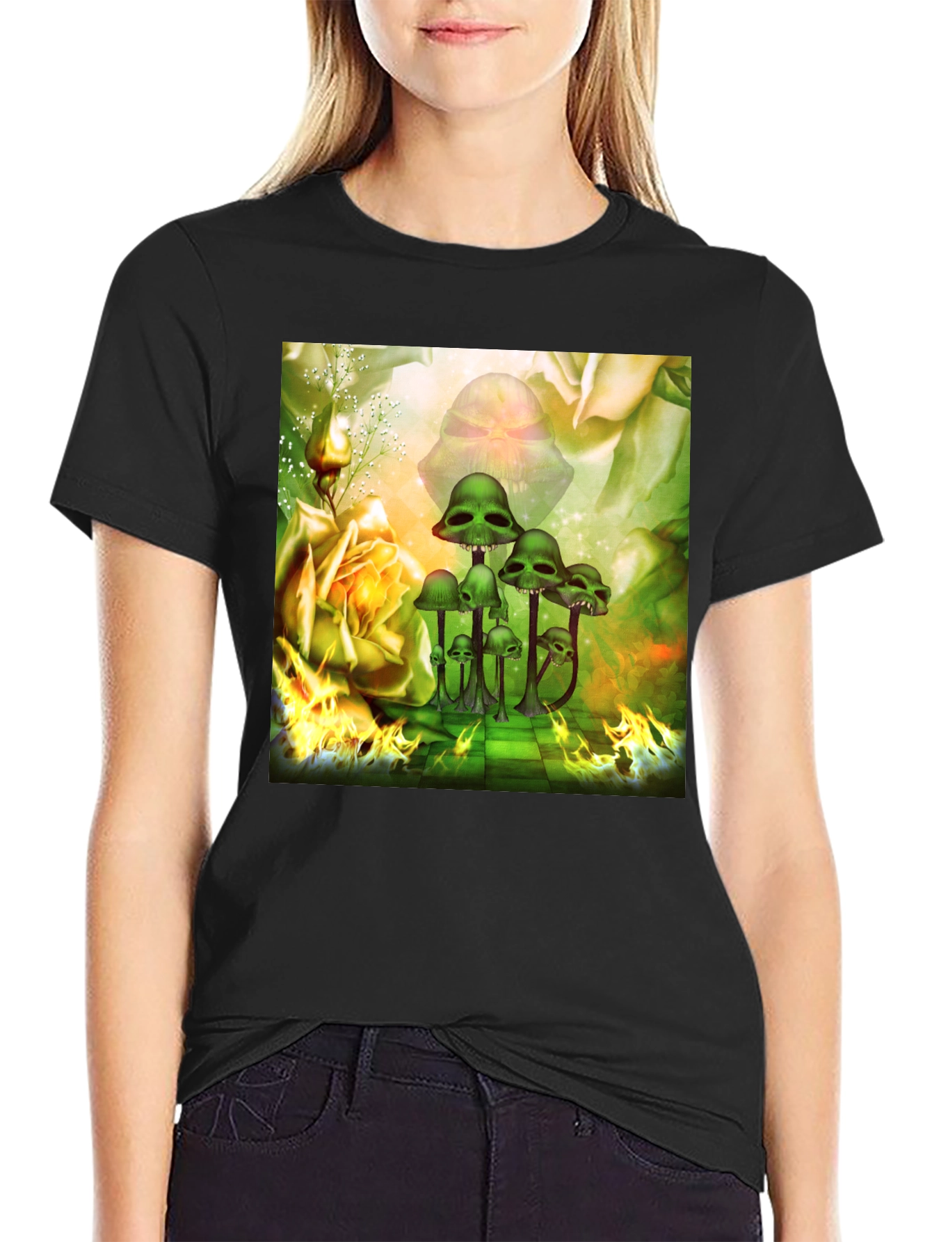Mushroom Skull Graphic Tee - Unique Design