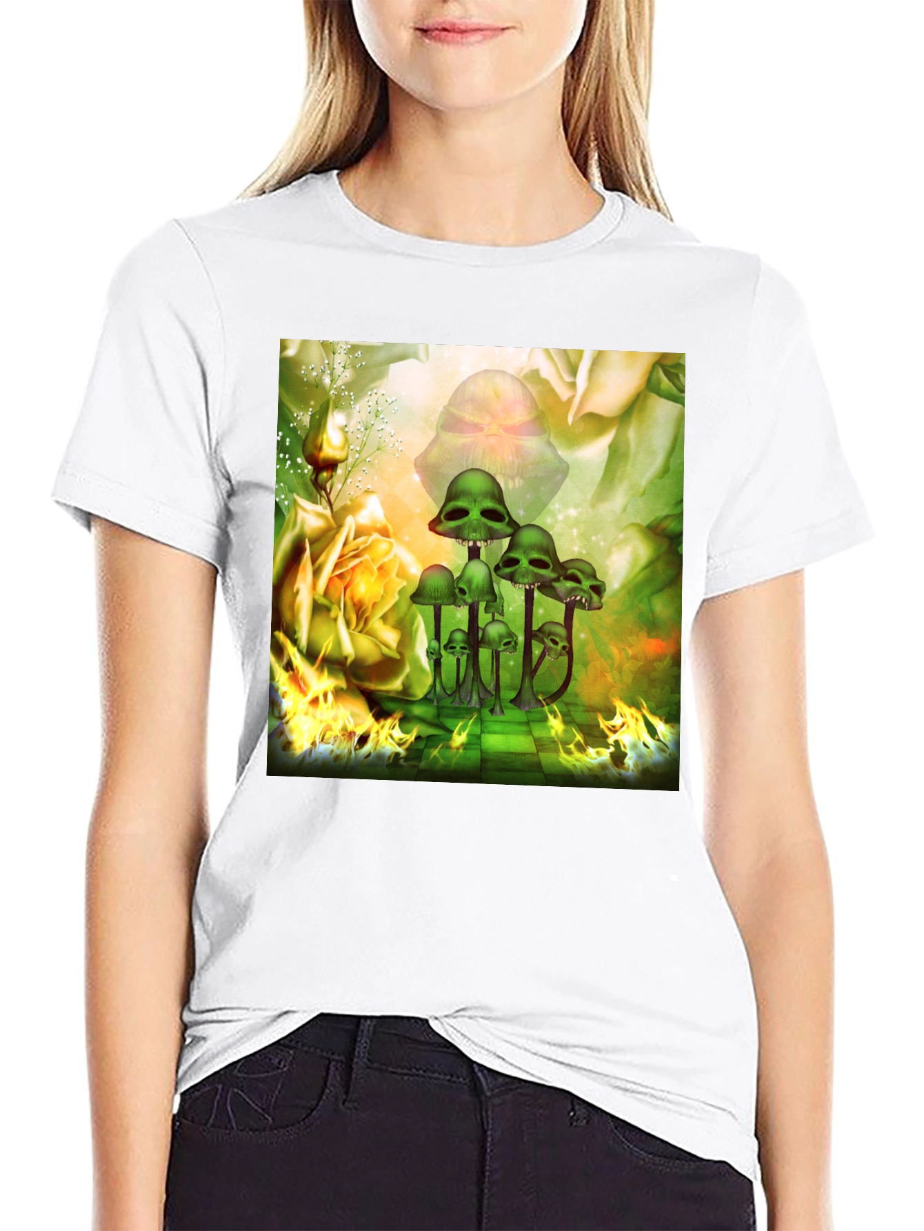 Mushroom Skull Graphic Tee - Unique Design