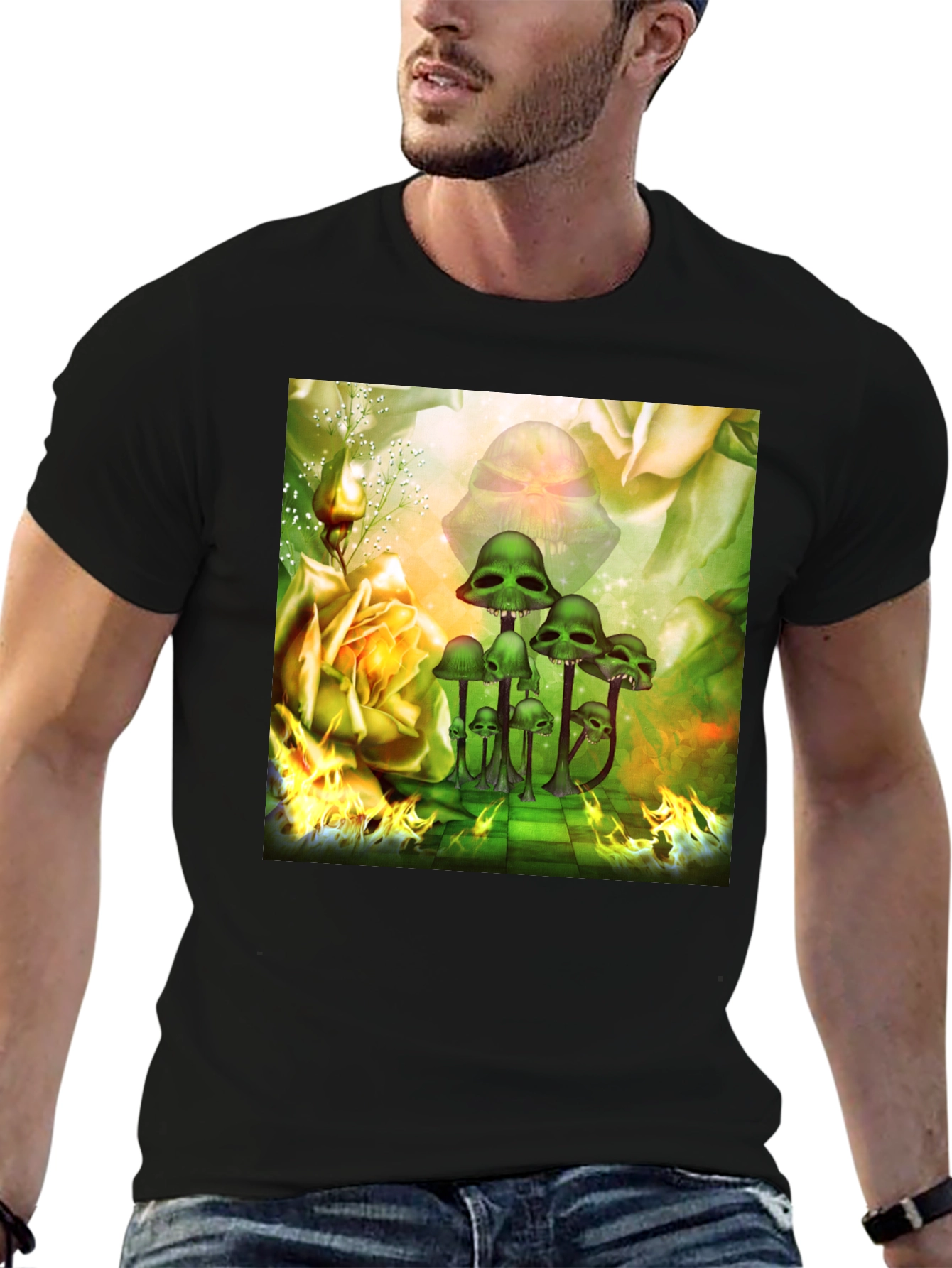 Mushroom Skull Graphic Tee - Unique Design