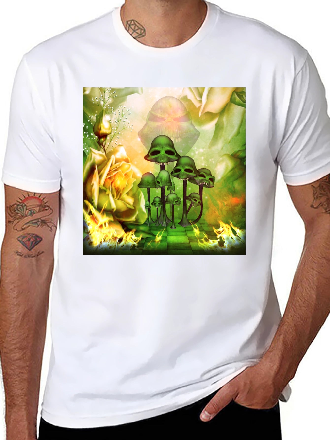 Mushroom Skull Graphic Tee - Unique Design