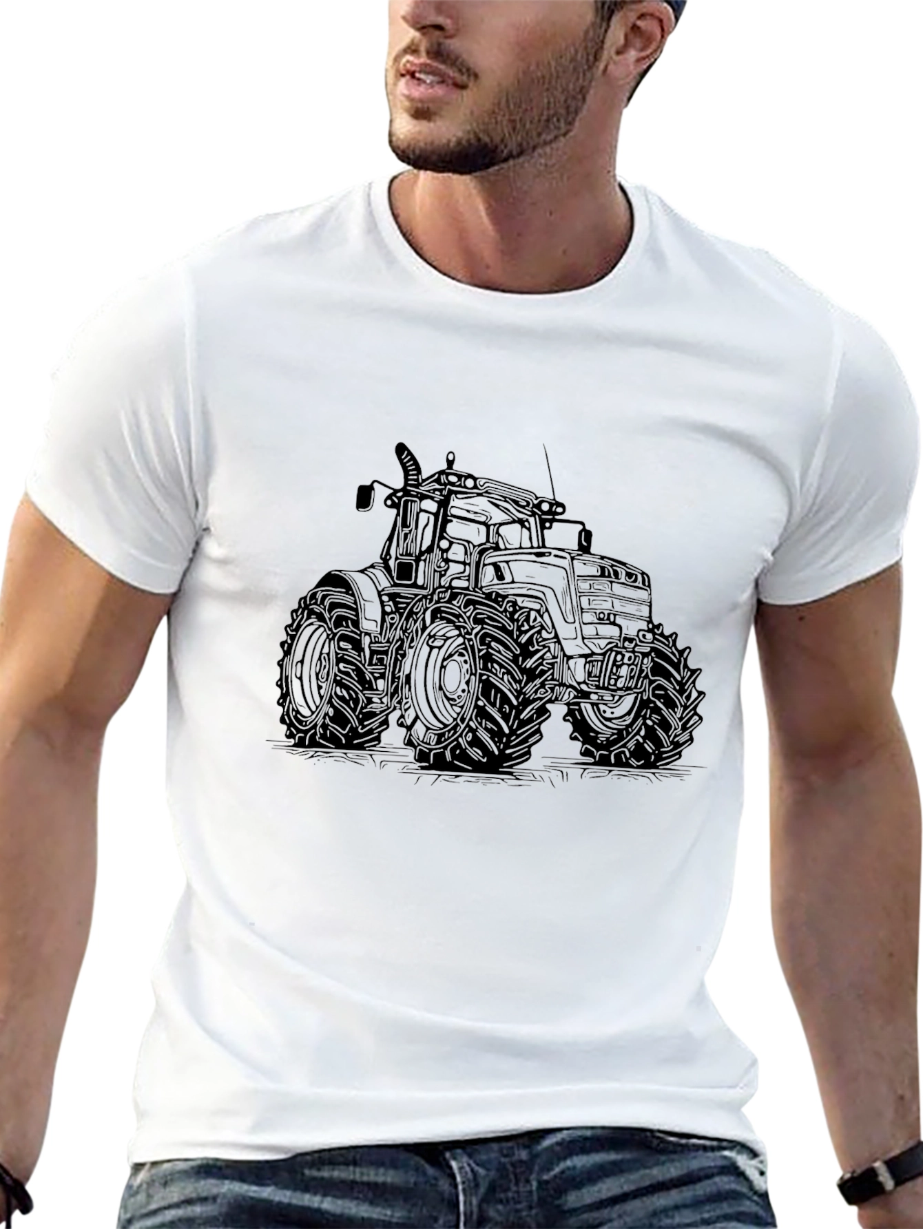 Tractor Graphic Tee - Black Cotton Comfort