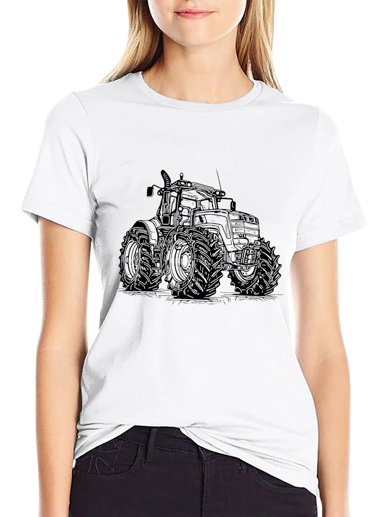 Tractor Graphic Tee - Black Cotton Comfort