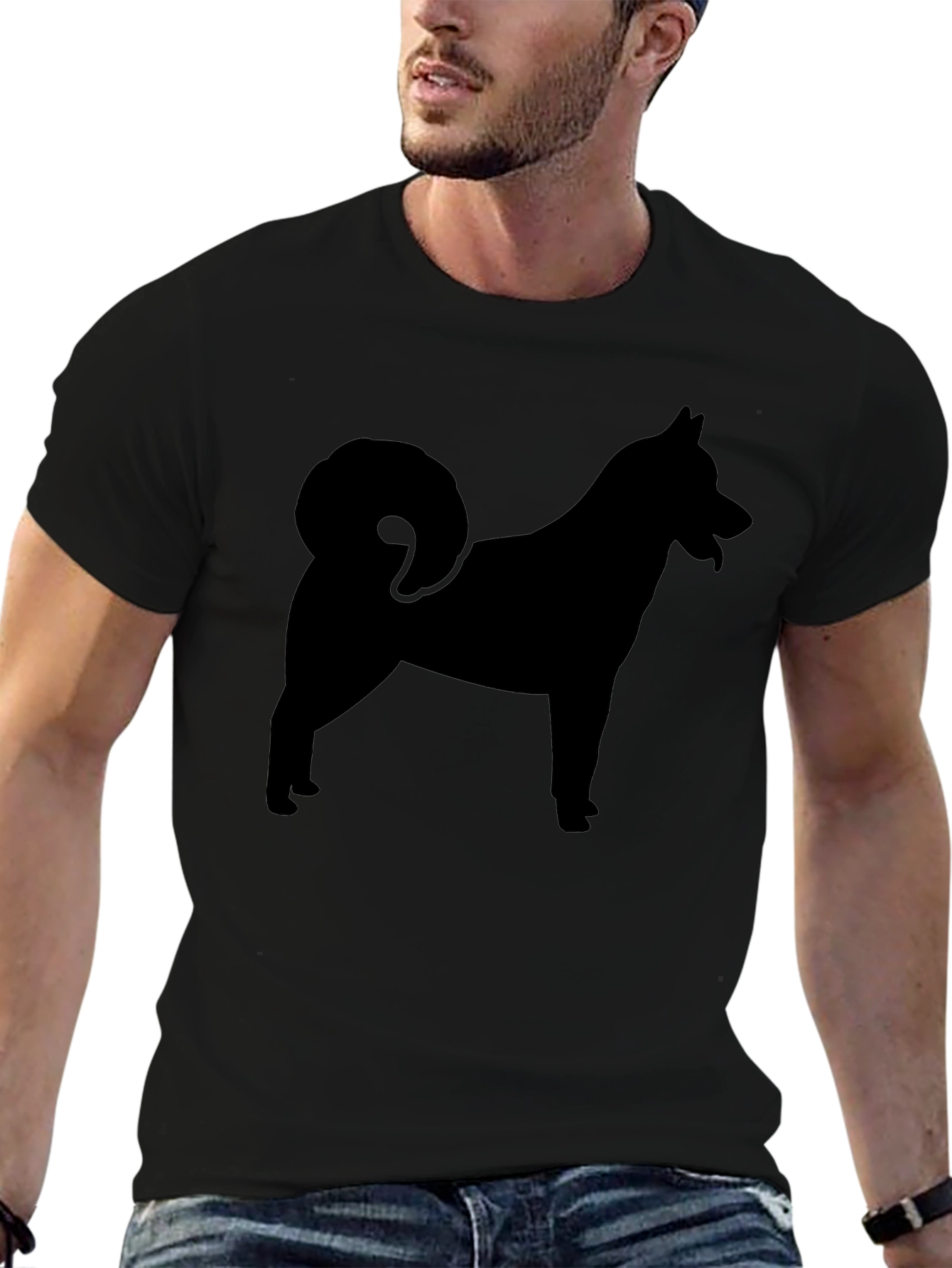 Dog Silhouette Graphic Tee - Mens Black T-Shirt
