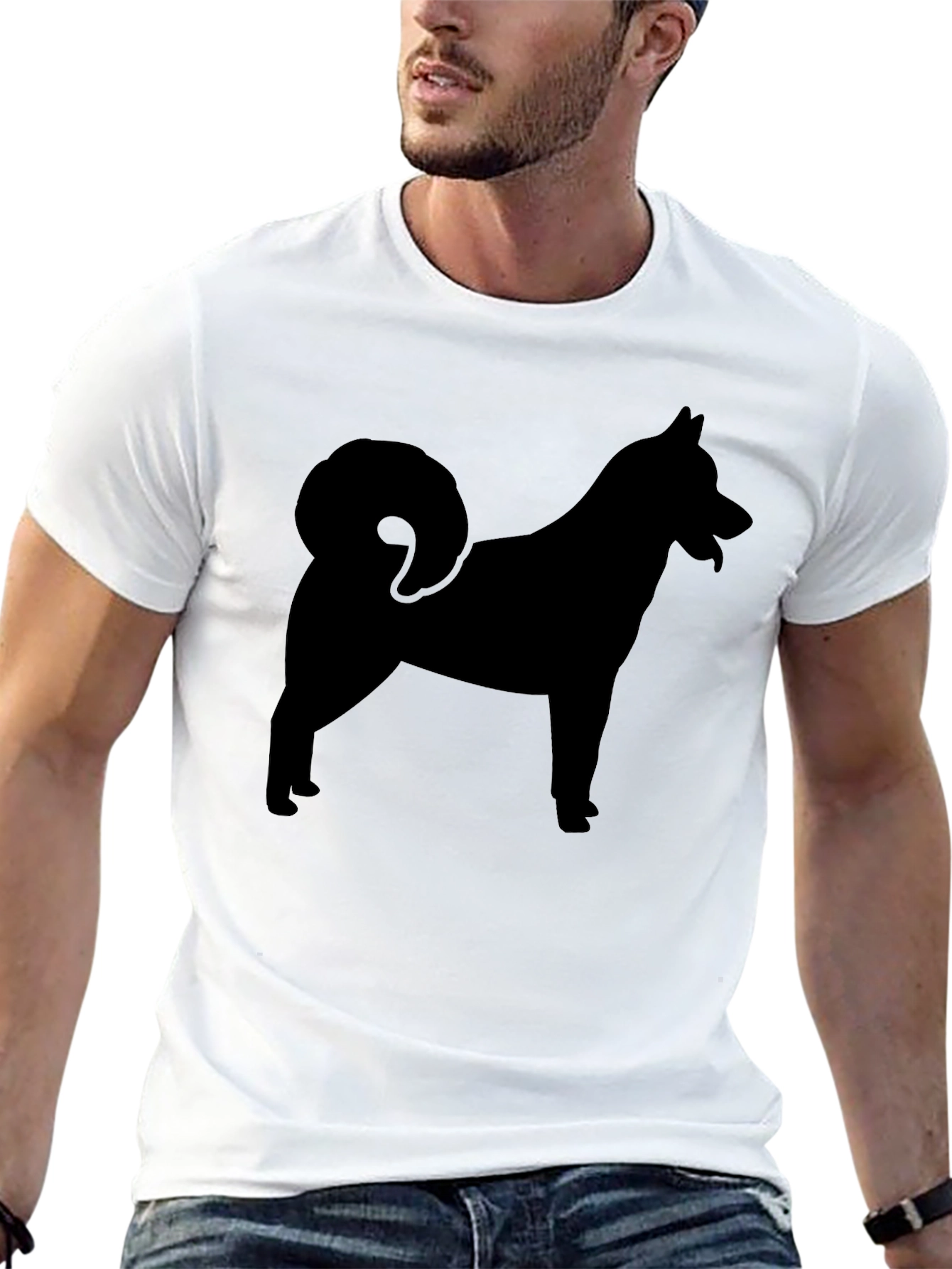 Dog Silhouette Graphic Tee - Mens Black T-Shirt