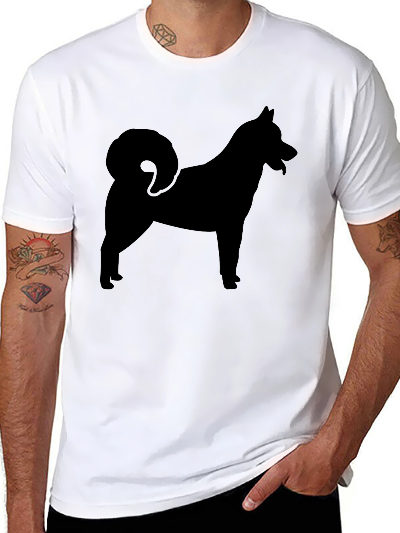 Dog Silhouette Graphic Tee - Mens Black T-Shirt