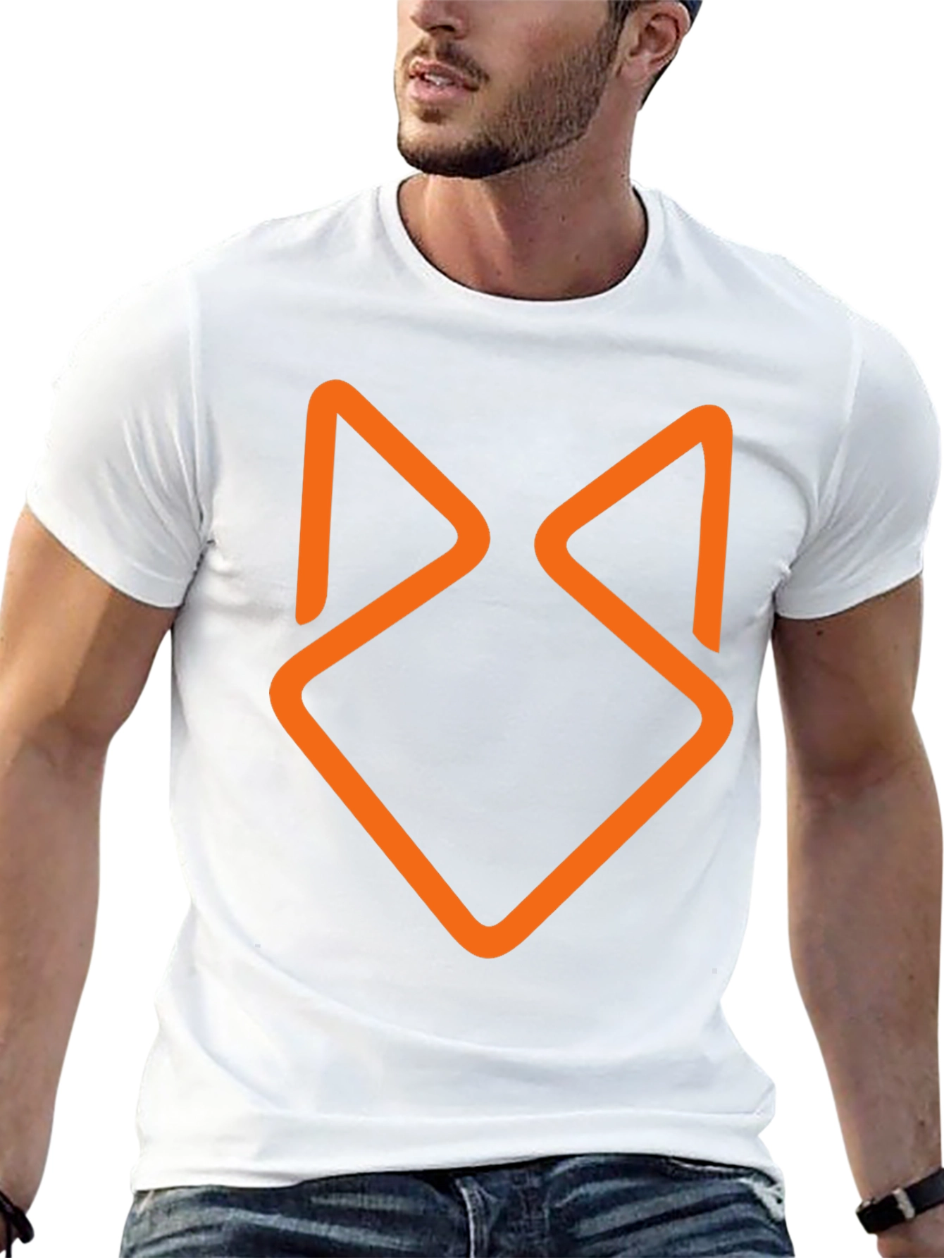 Modern Geometric Fox Head Graphic Tee - Black