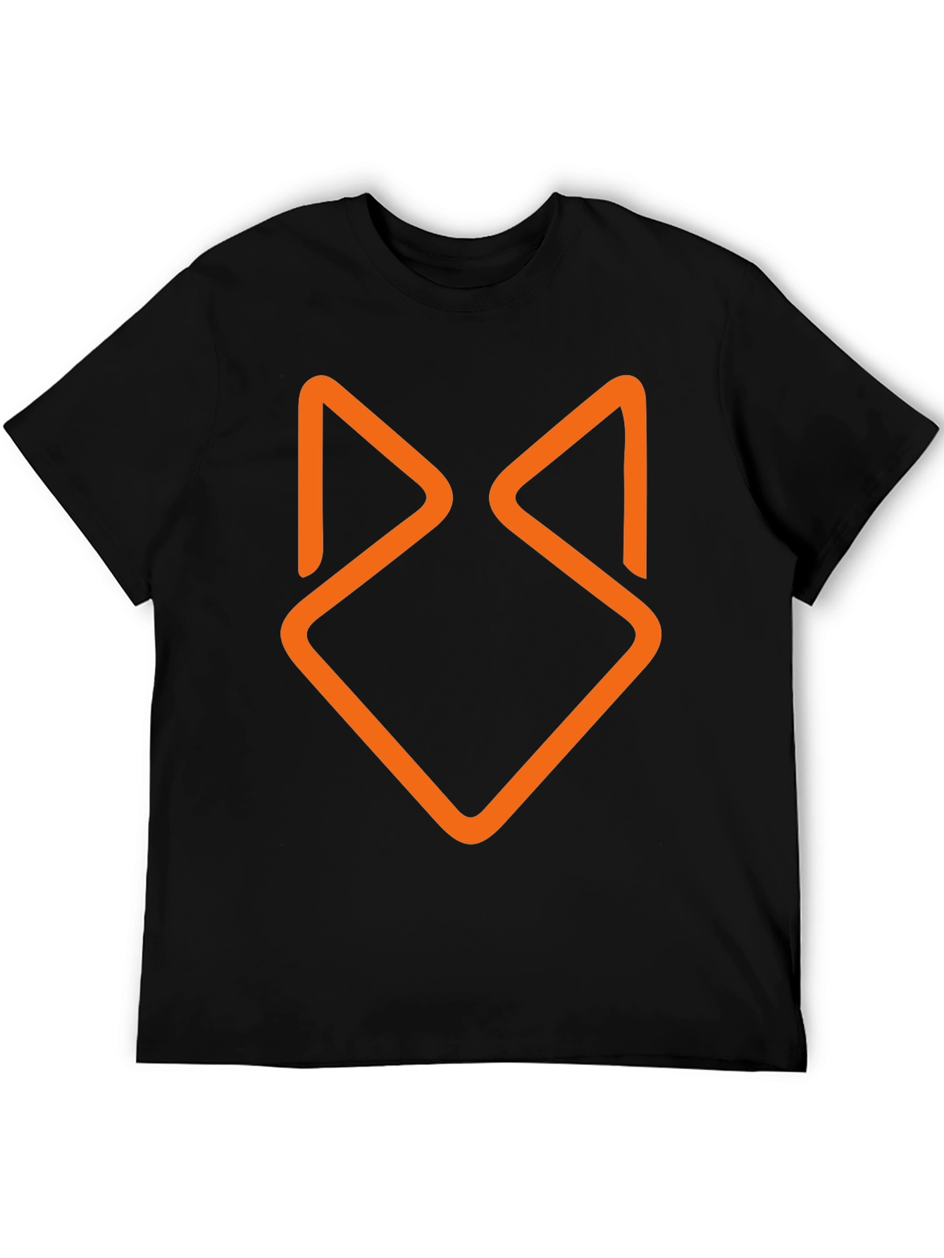 Modern Geometric Fox Head Graphic Tee - Black