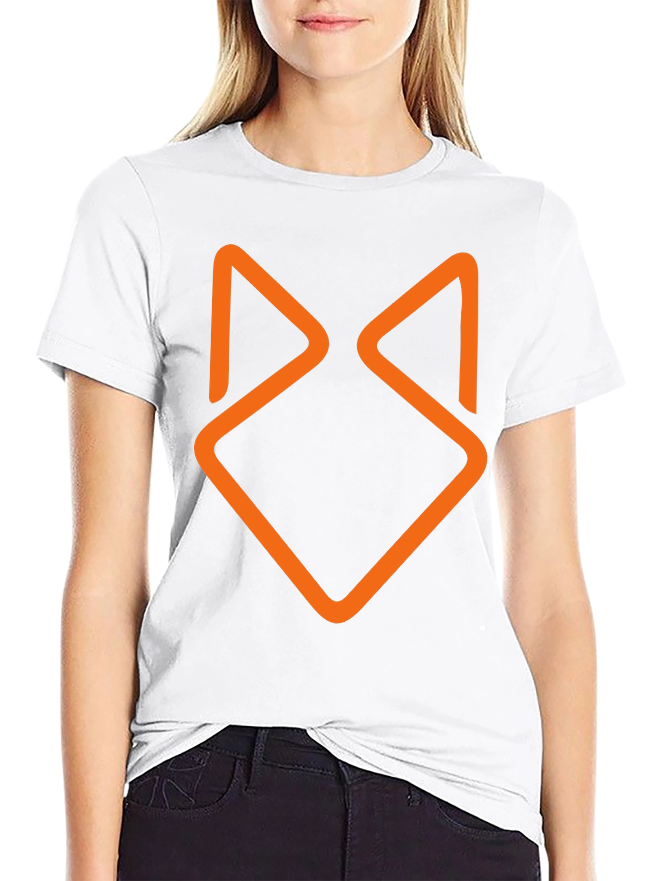 Modern Geometric Fox Head Graphic Tee - Black