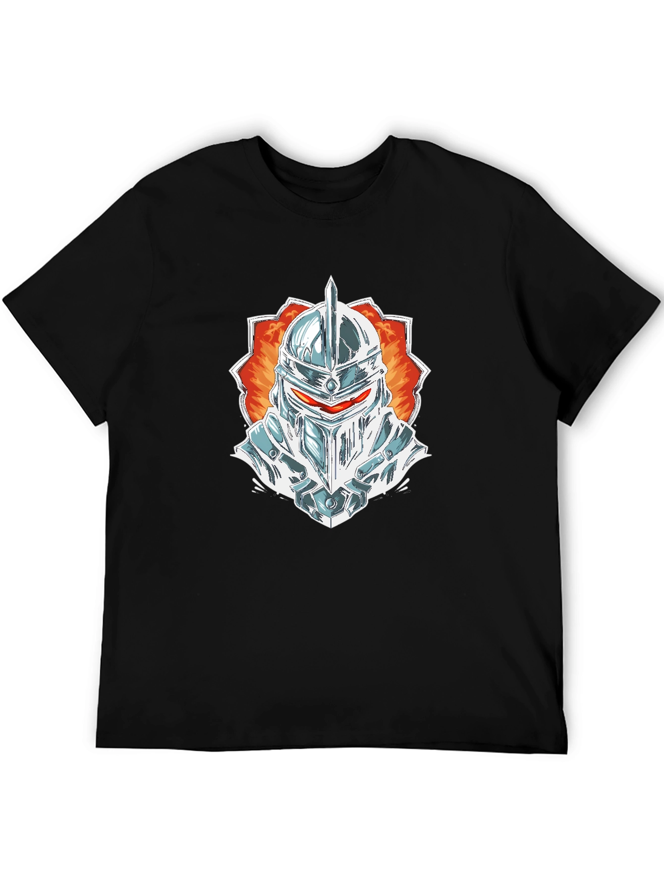 Knight Helmet Graphic Tee - Black Cotton Blend