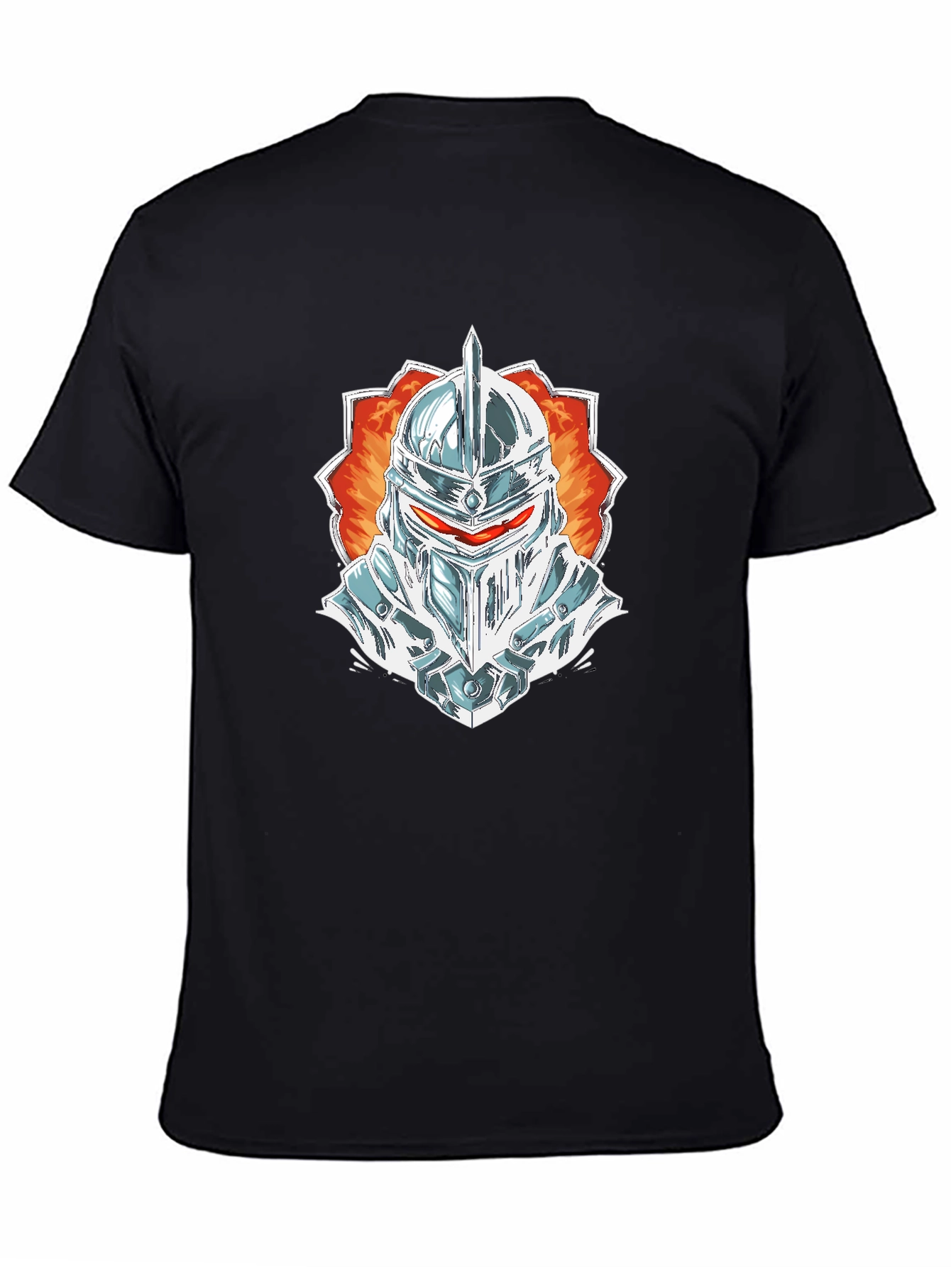 Knight Helmet Graphic Tee - Black Cotton Blend